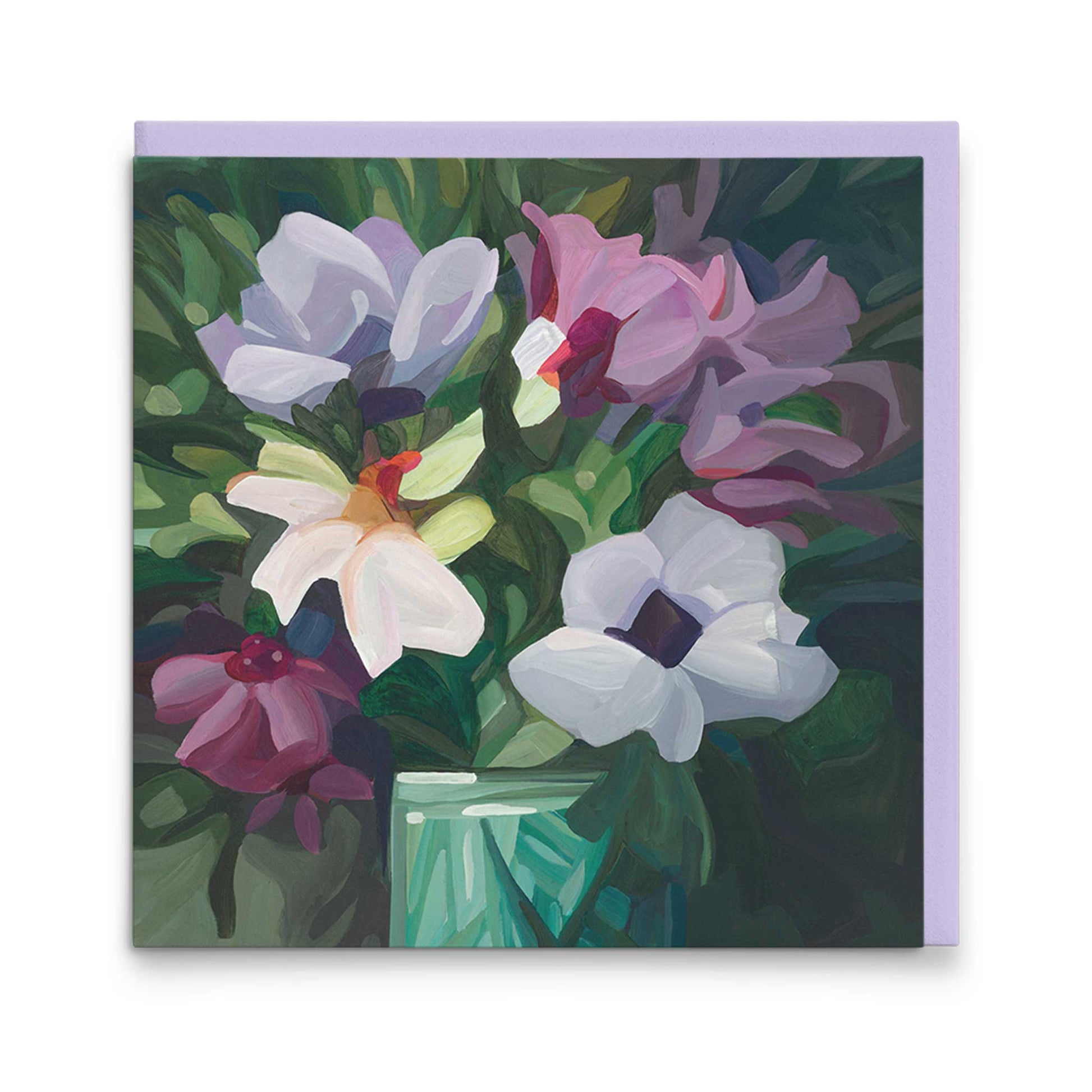 abstract floral art cards briar purple flowers