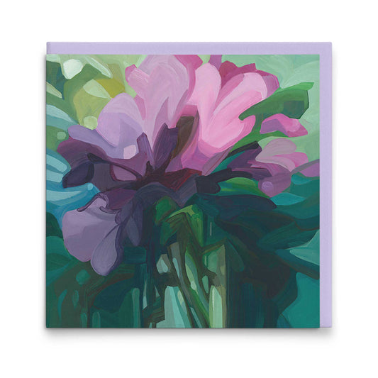 pink and mauve abstract floral art cards