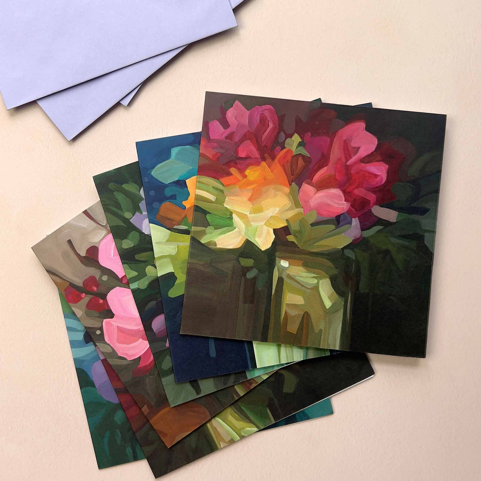UK wholesale fine art cards with abstract flowers