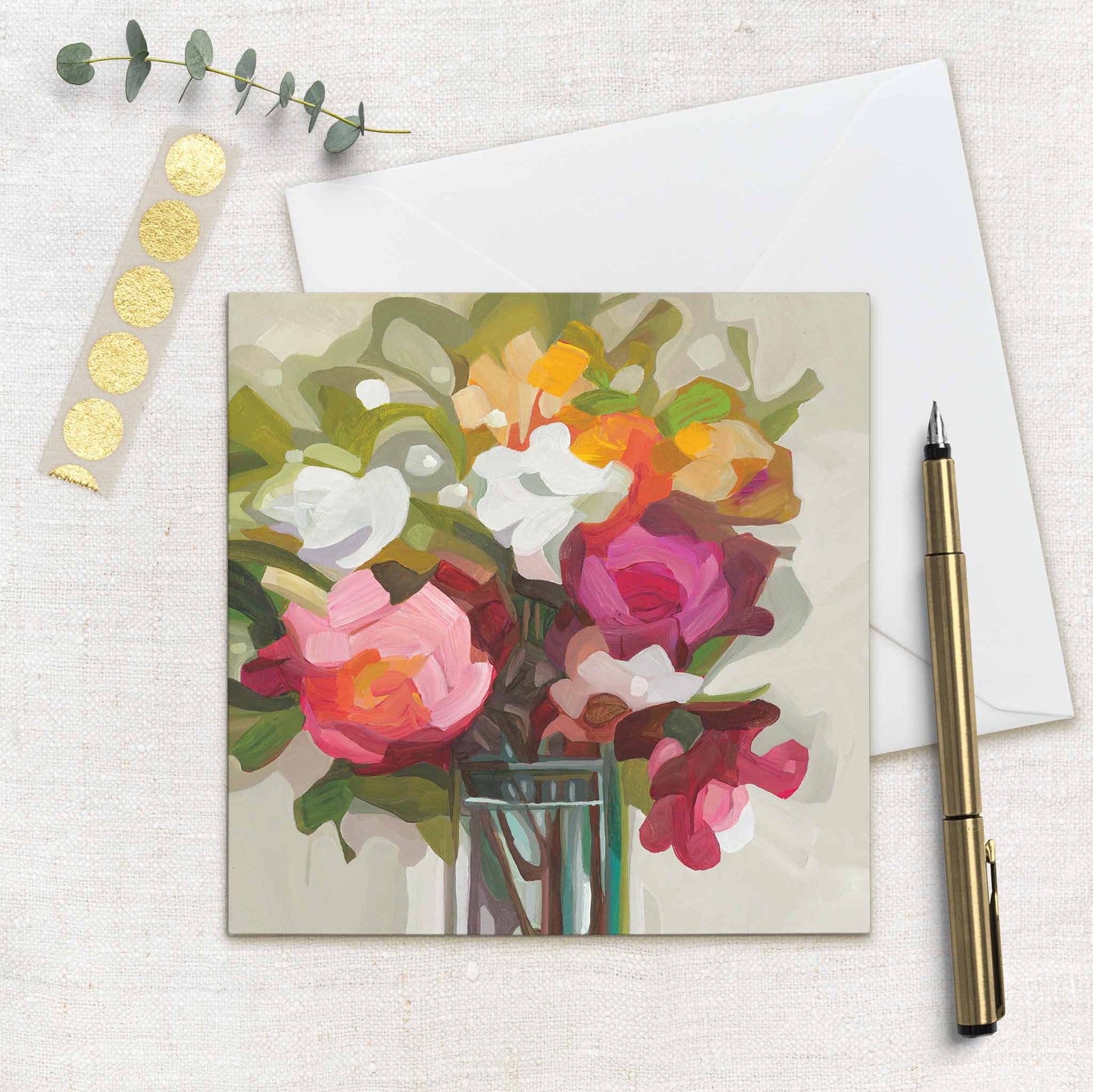 uk art cards with summer flower bouquets
