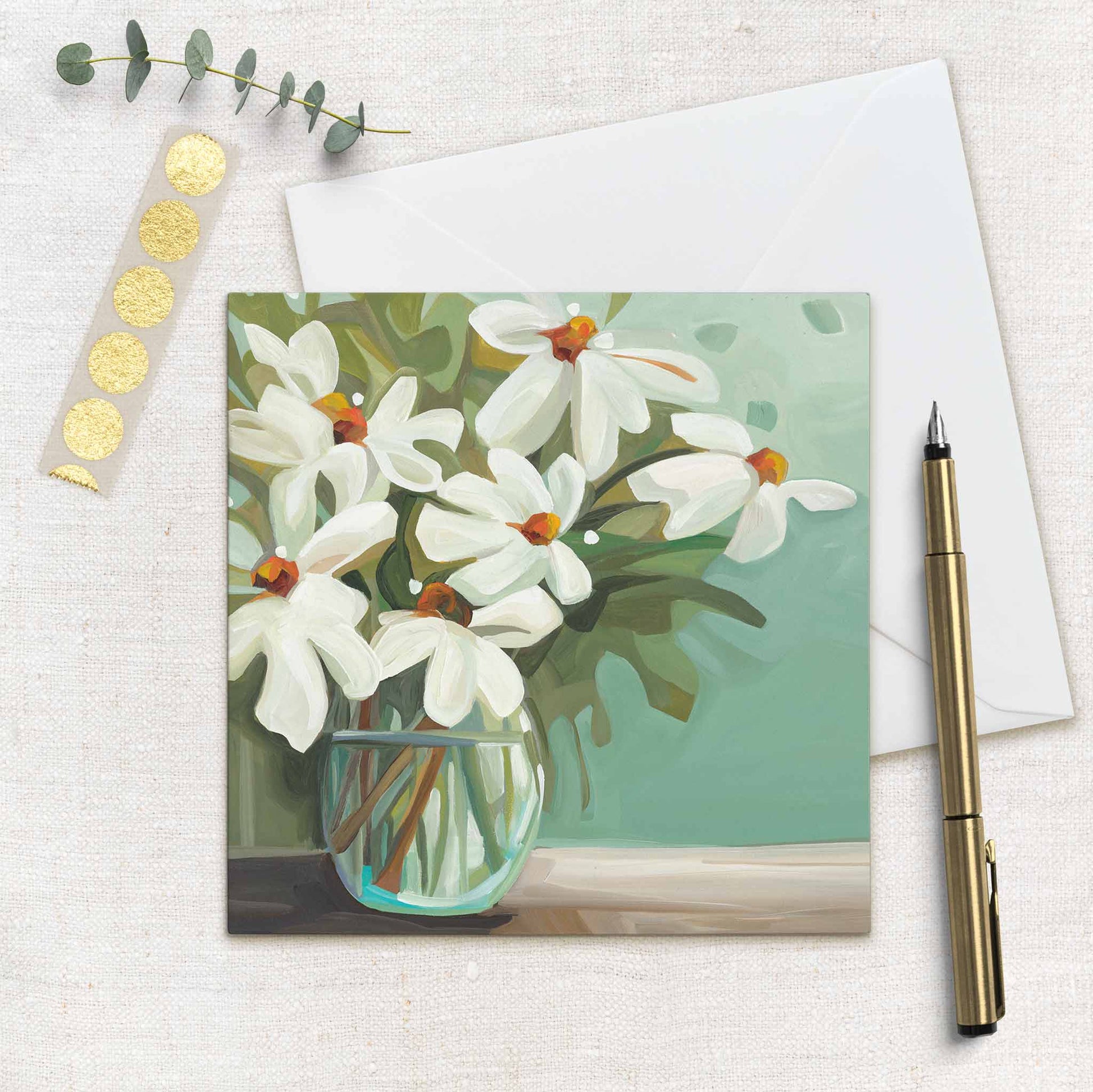 flroal art cards uk with daisies