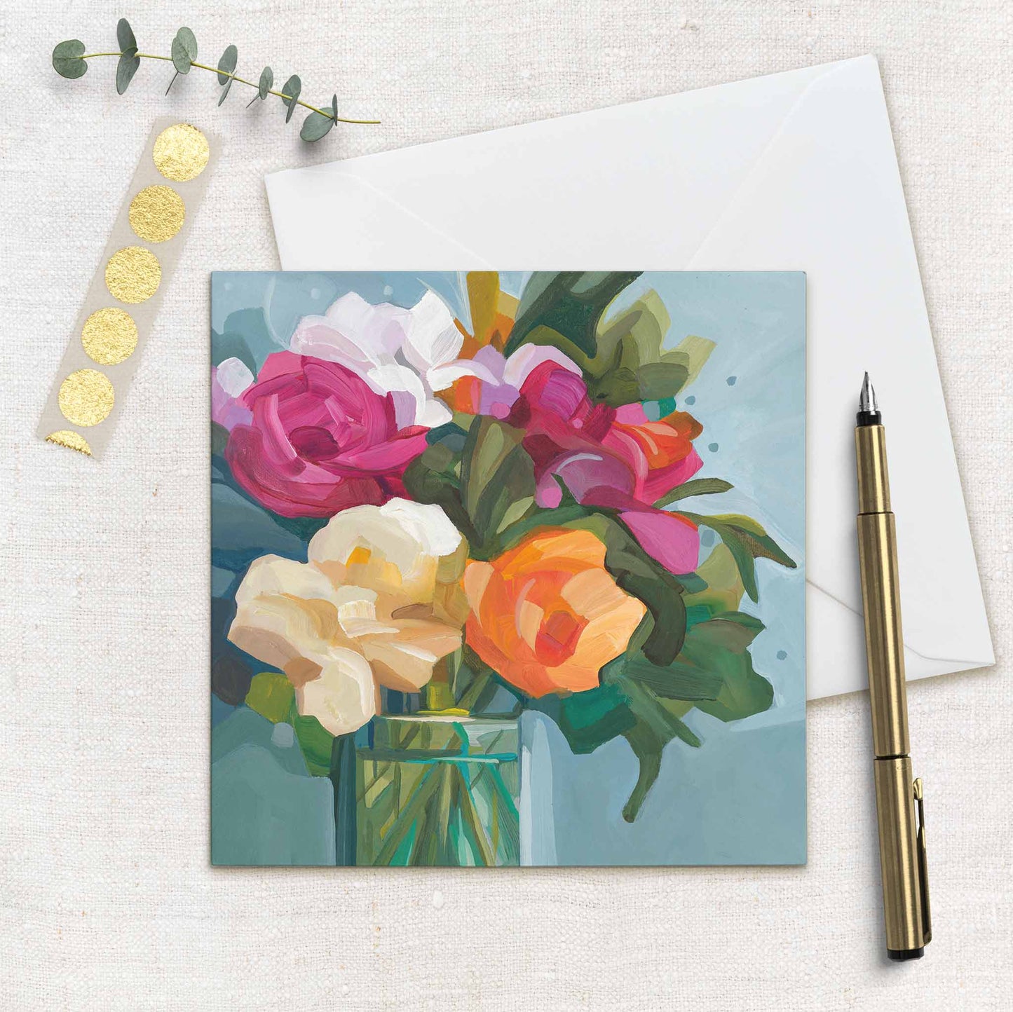 uk floral art cards with bright floral painting