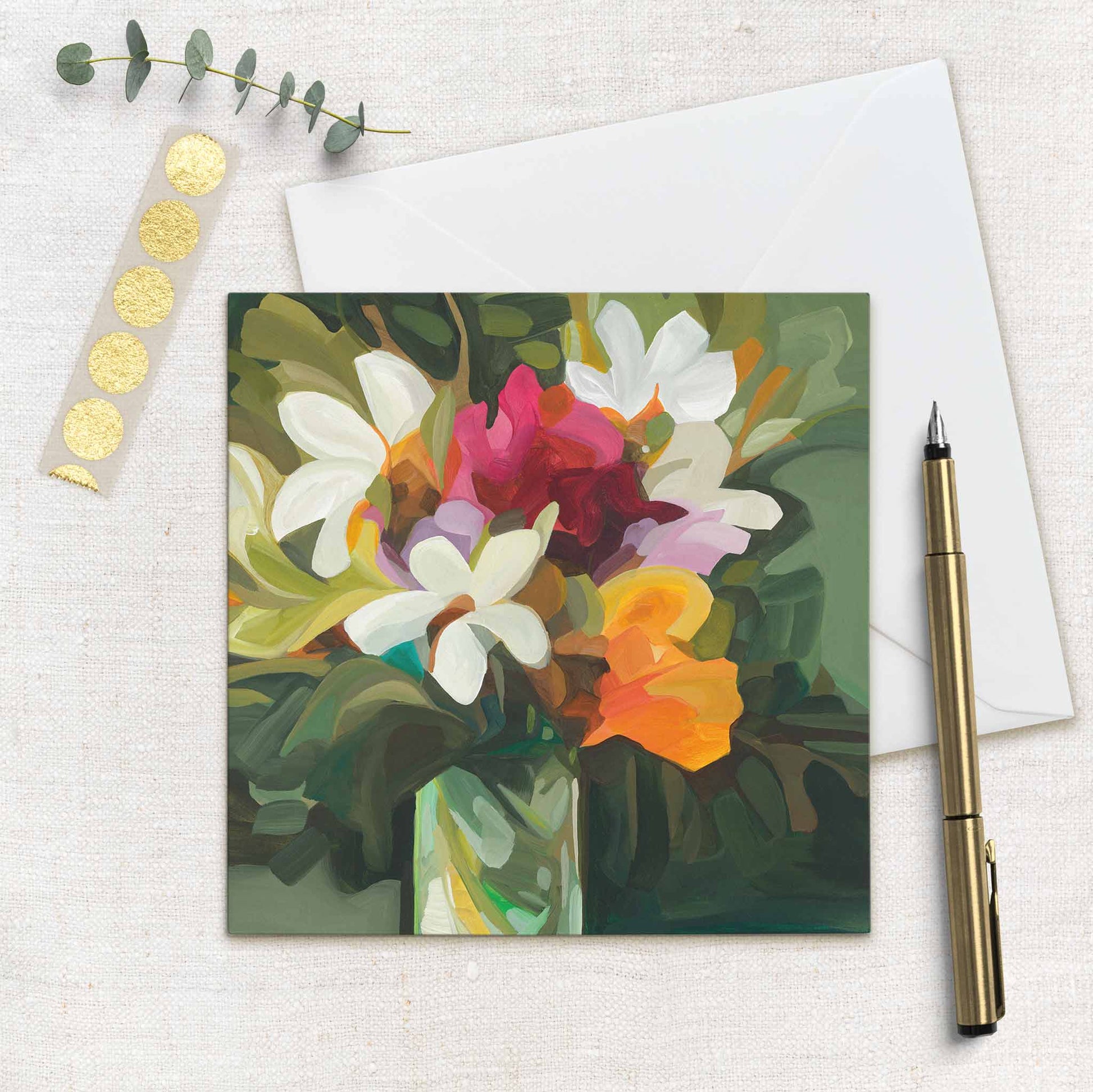 uk art cards with tropical flowers painting