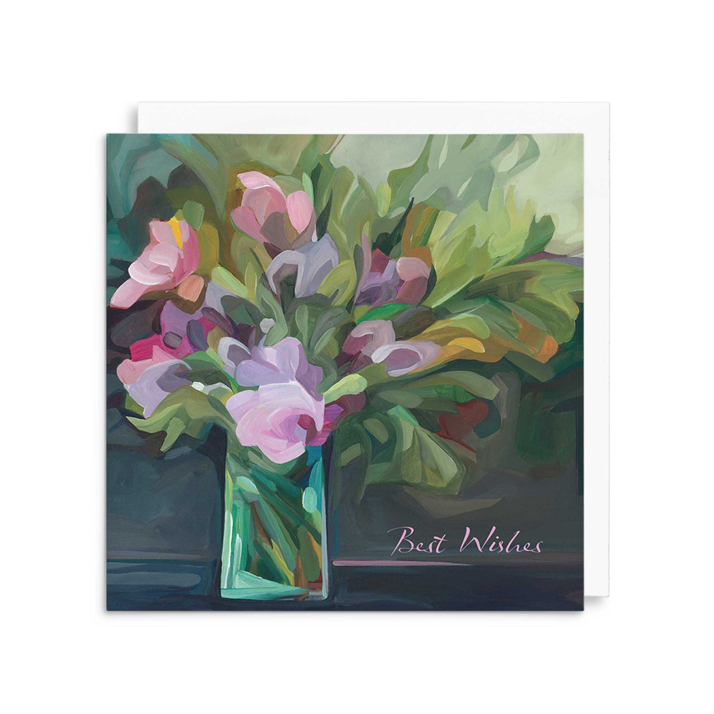 purple flowers best wishes card uk