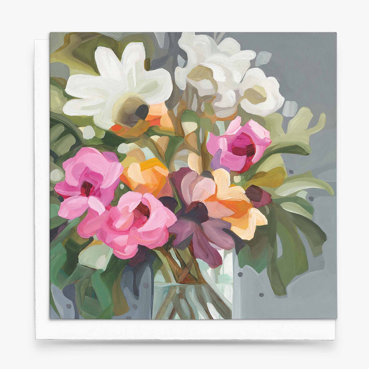 pink floral bouquet art card uk