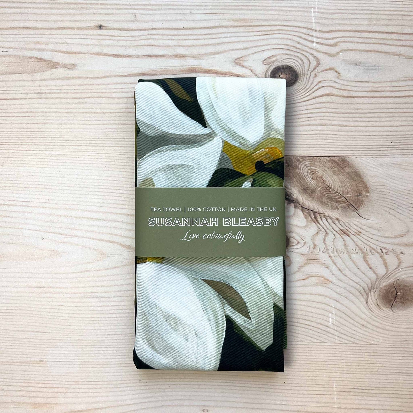 Forest green floral tea towel