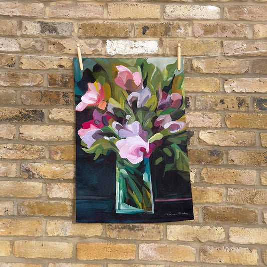 Lilah | Purple floral tea towel