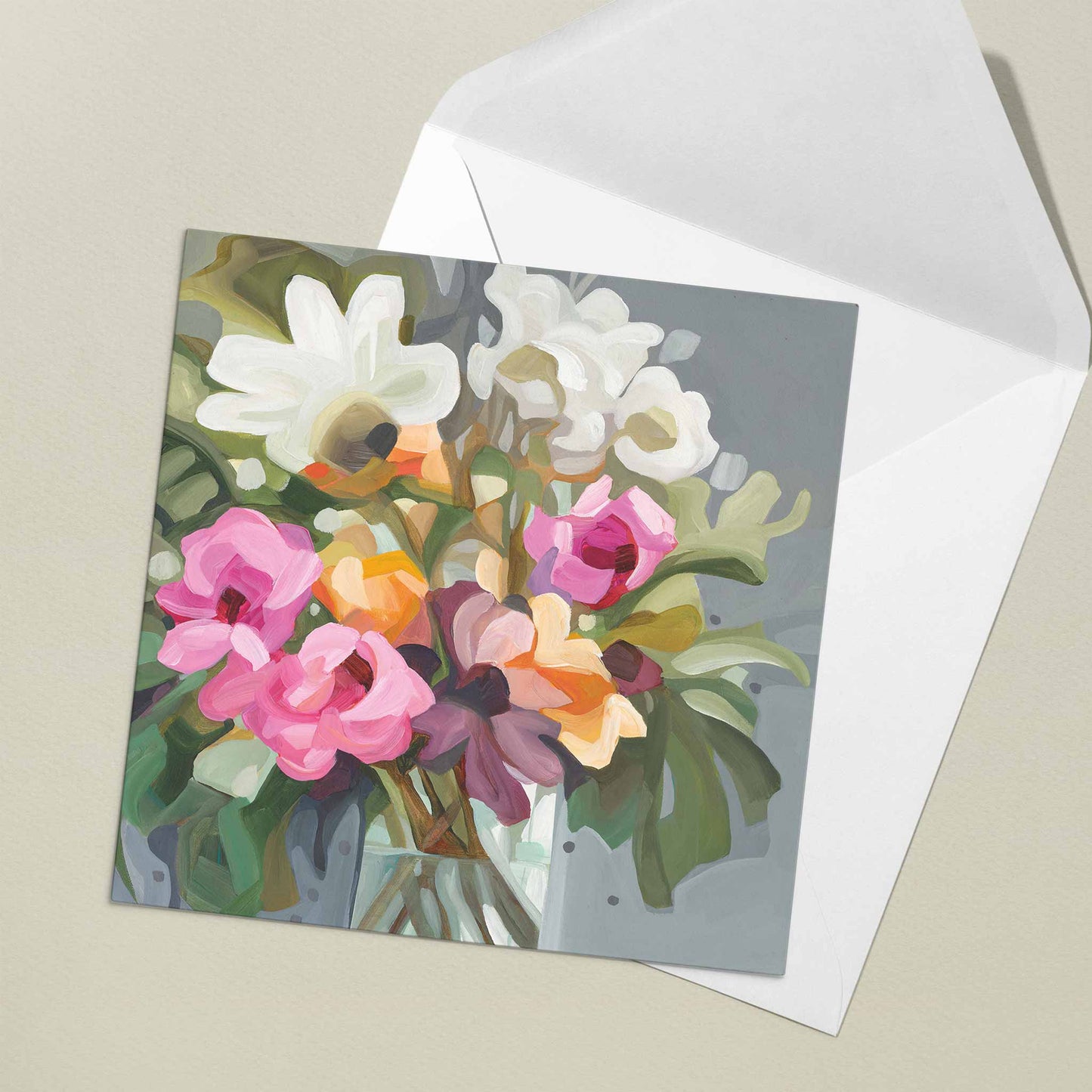 pink flower art card uk