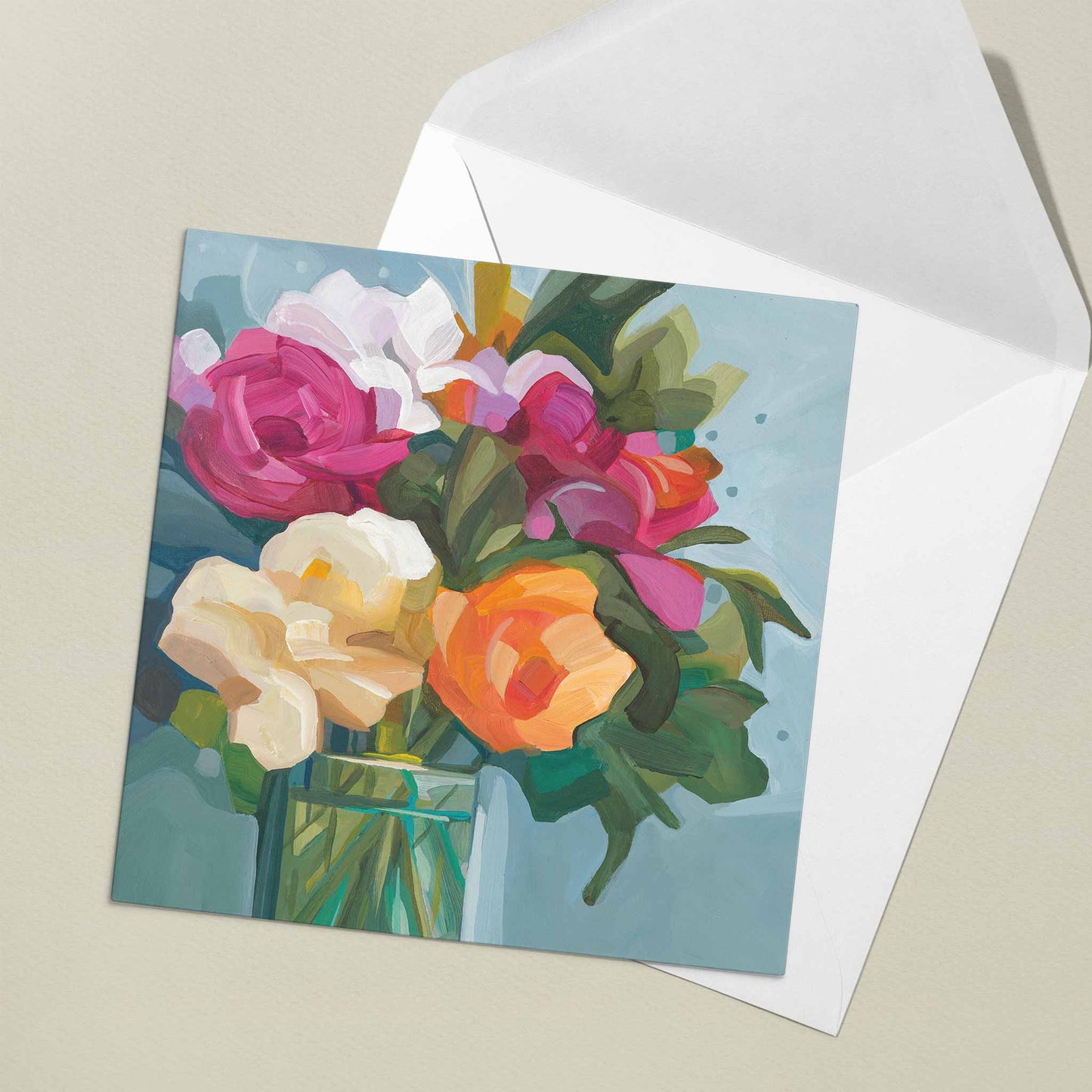 bright flower bouquet art cards uk
