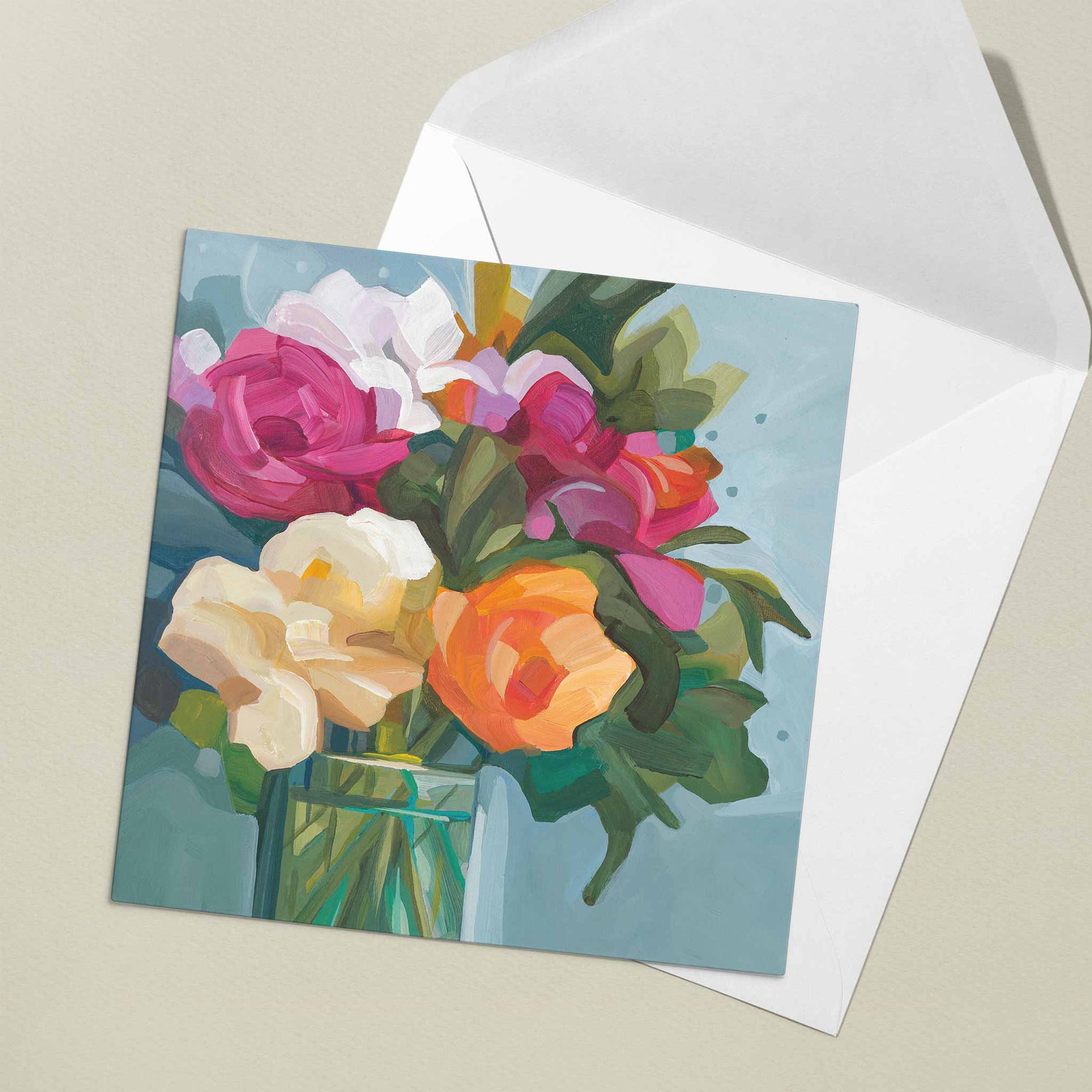 bright flower bouquet art cards uk