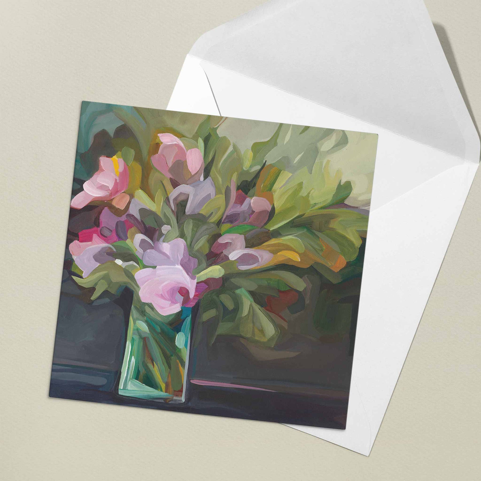 purple florals art cards uk