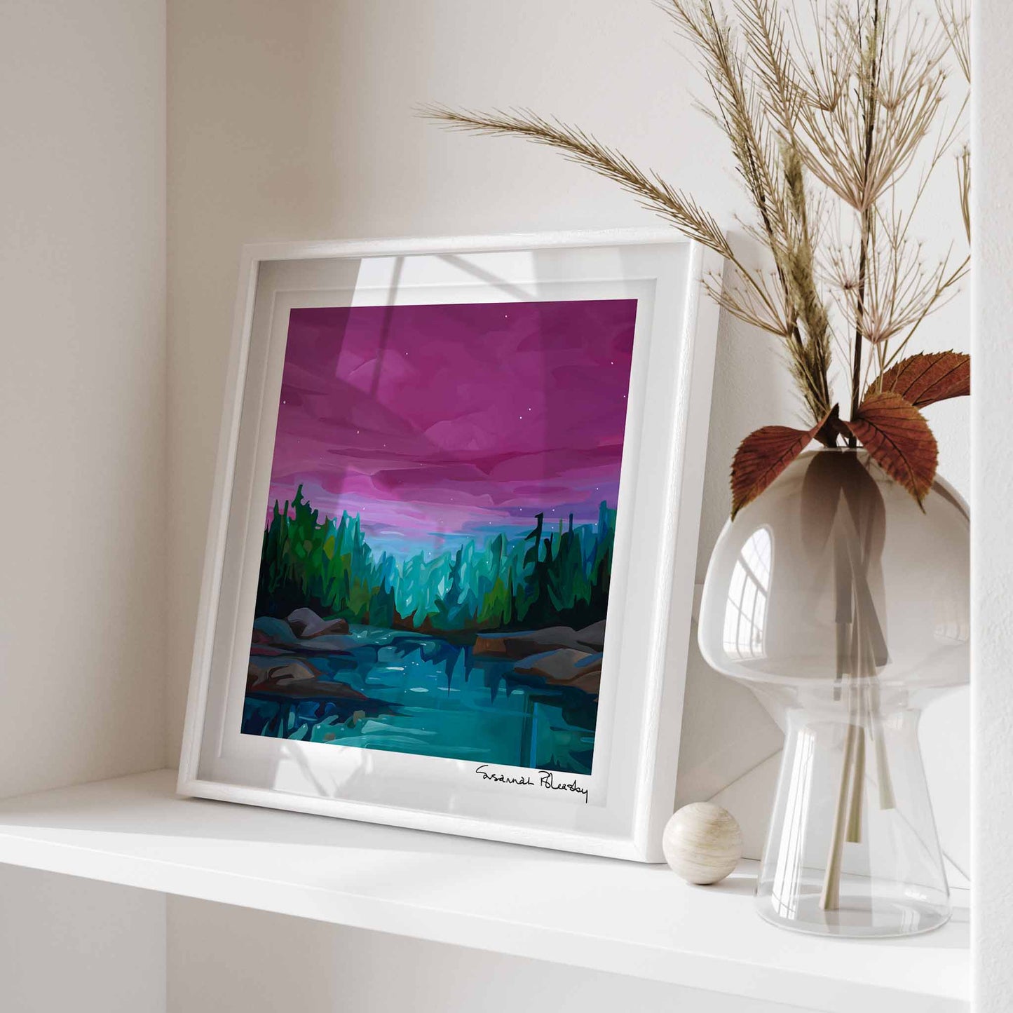 12x12 magenta art print sky painting