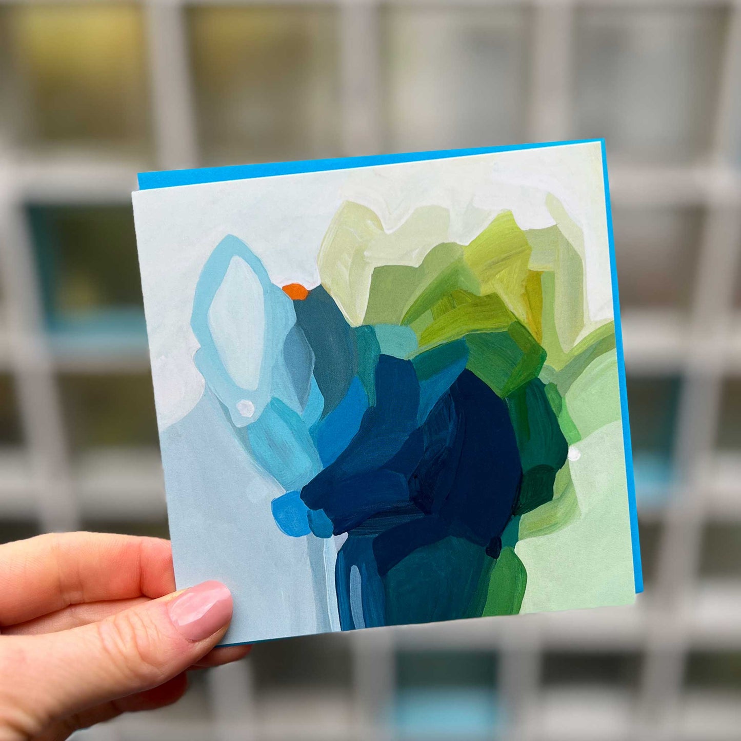 green blue abstract art card uk cool cat