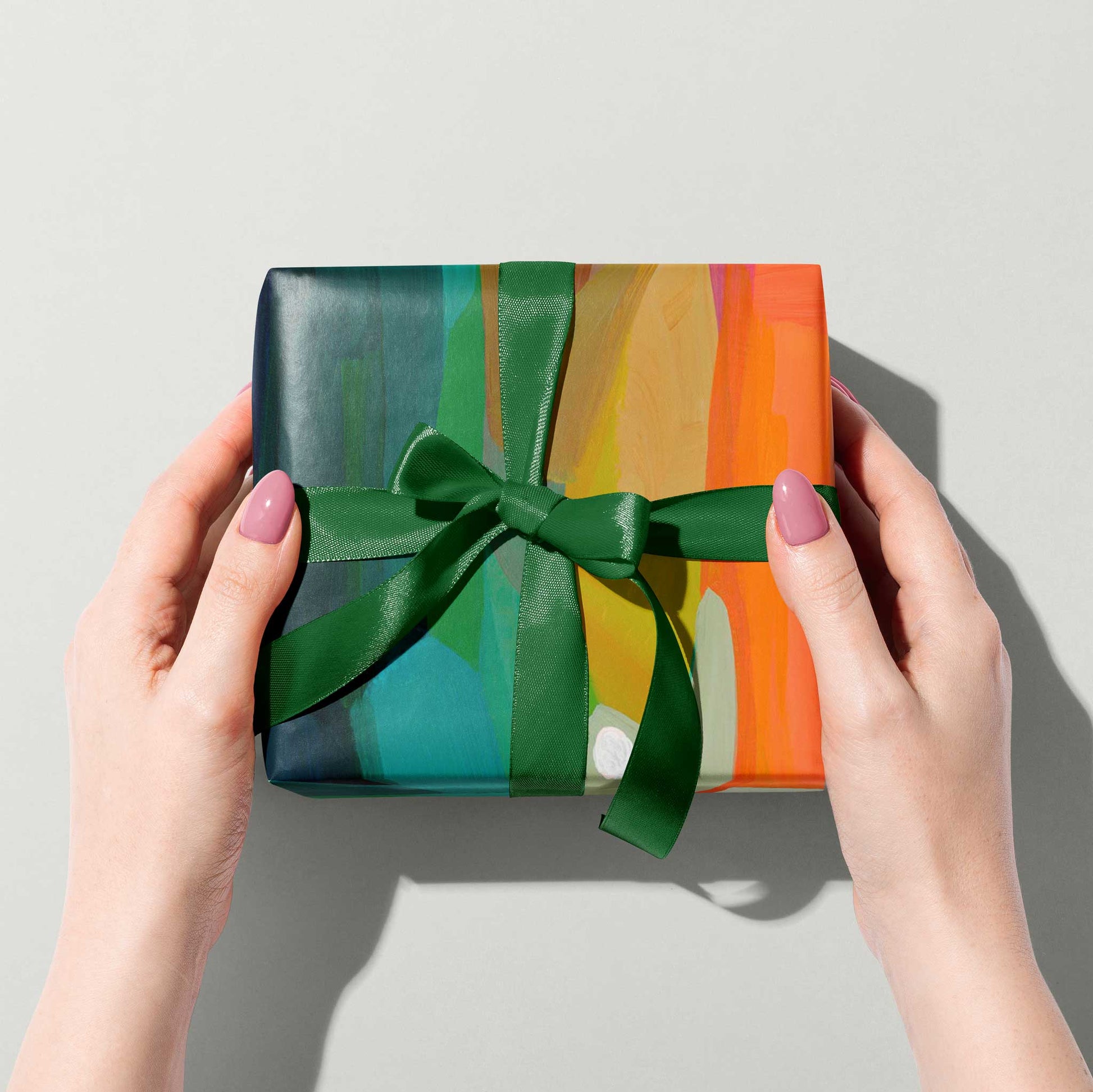 gift box with green orange gift wrapping uk