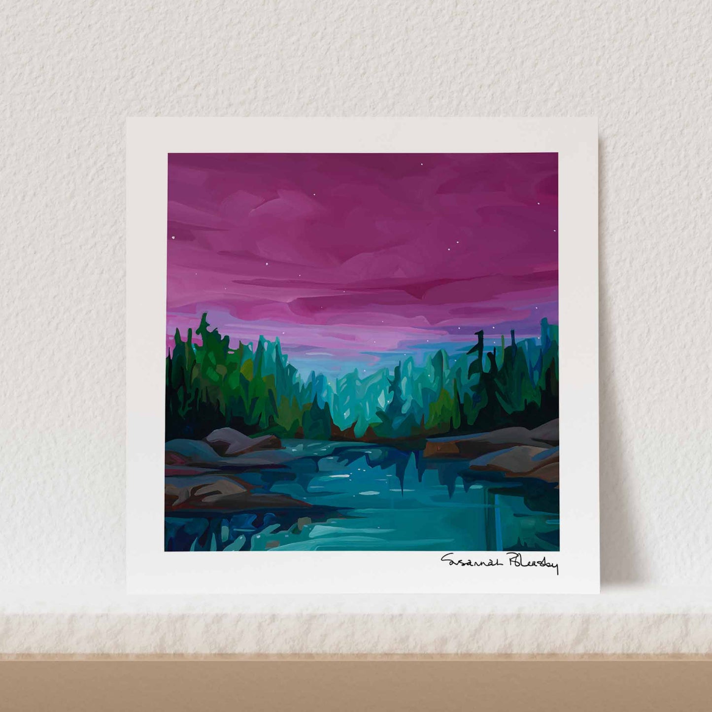 magenta art print magenta sky painting 12x12
