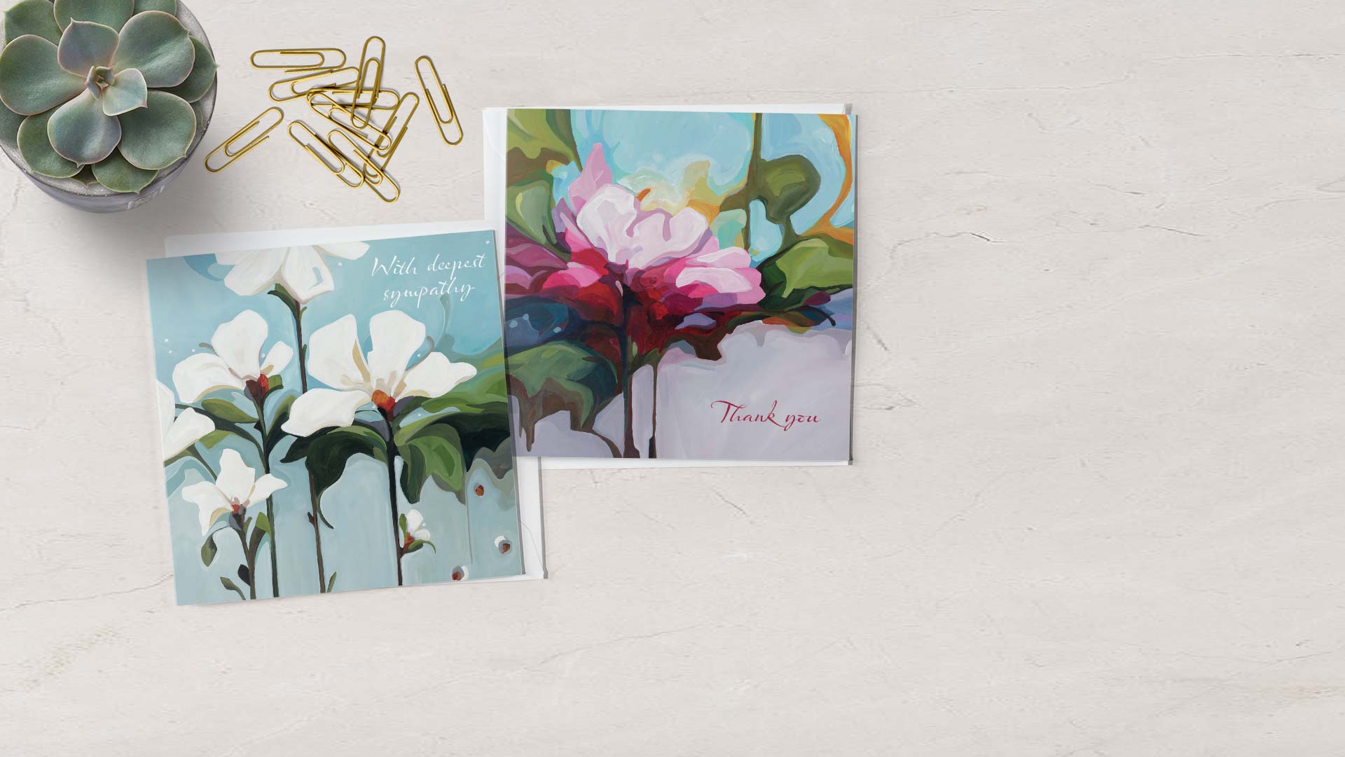 sympathy card and thank you card banner