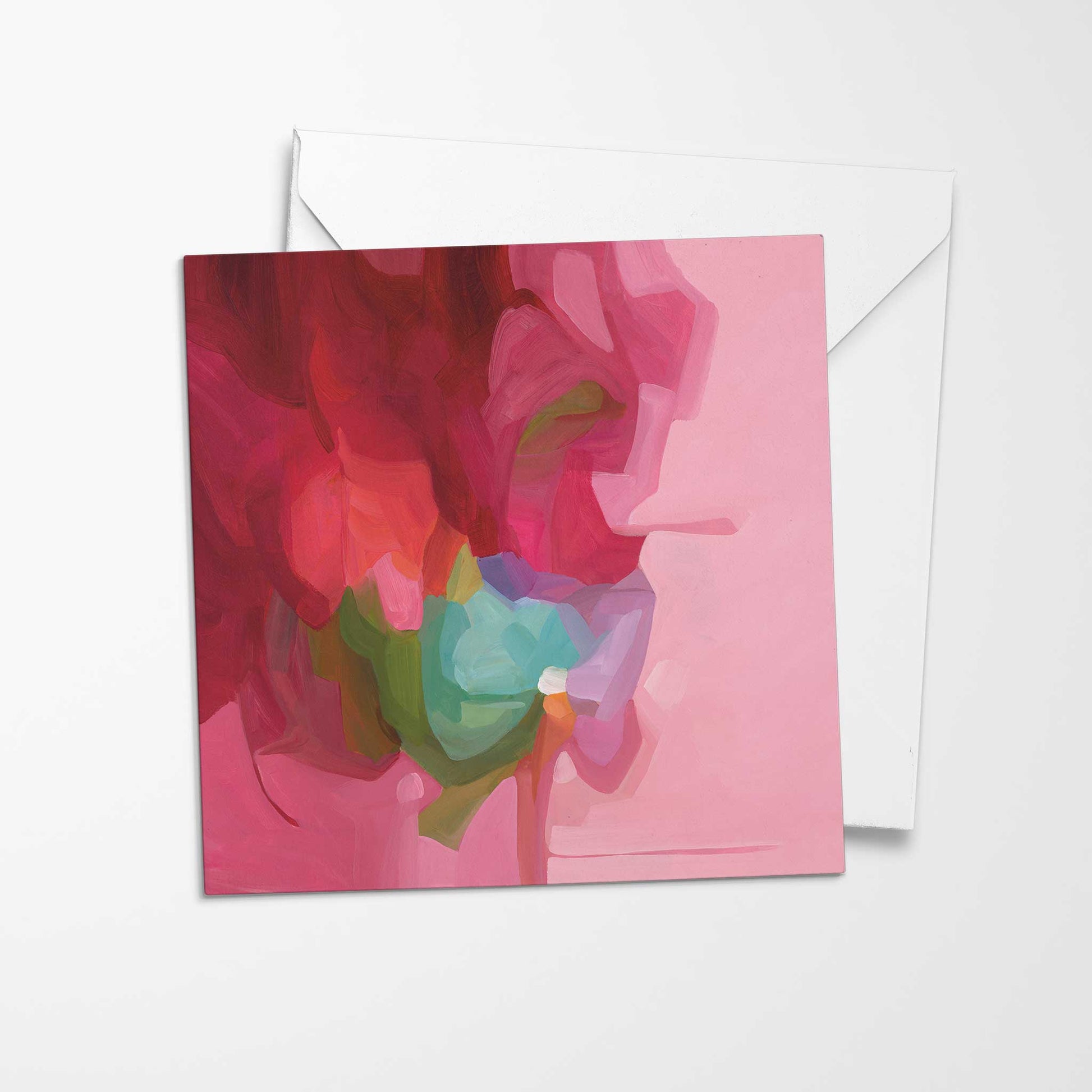 pink abstract spring flower art card