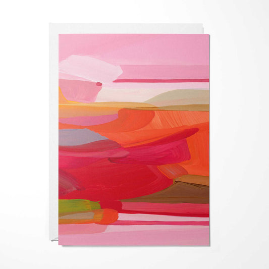pink abstract stripes double sided art card