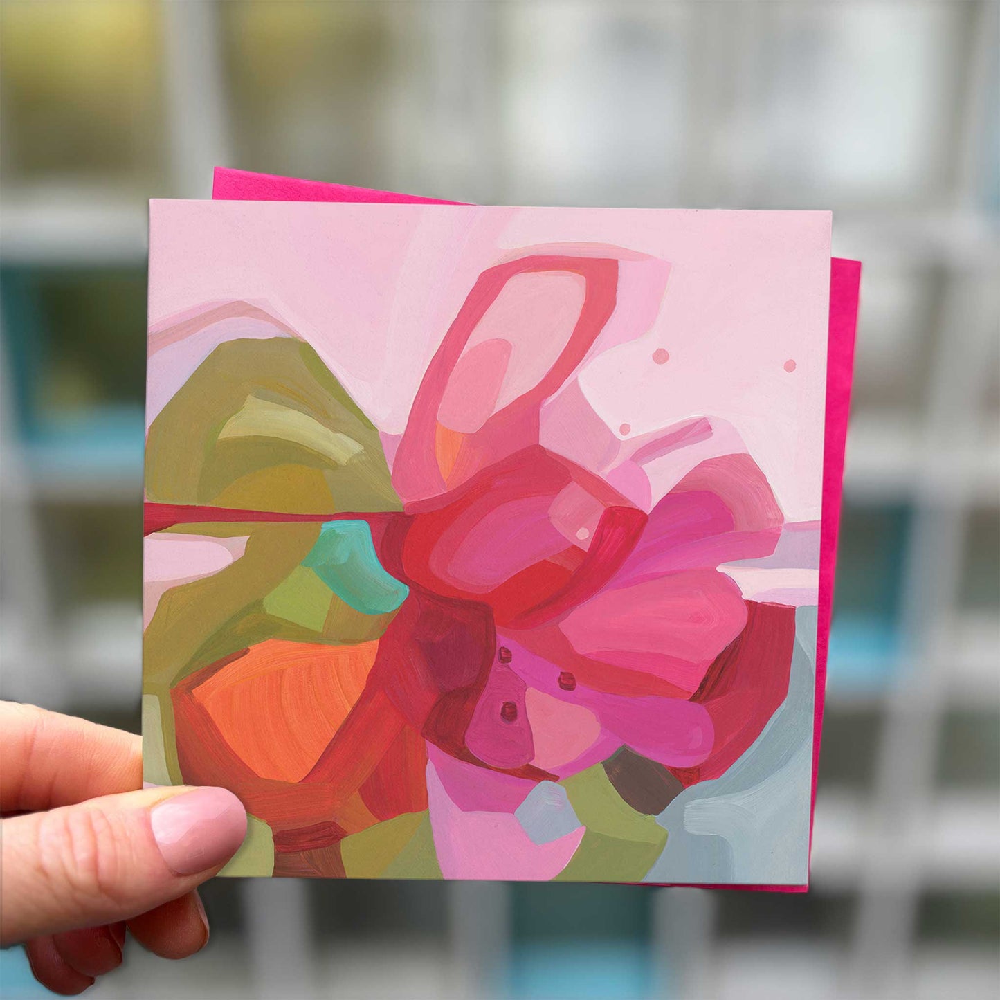 pink flower abstract art card