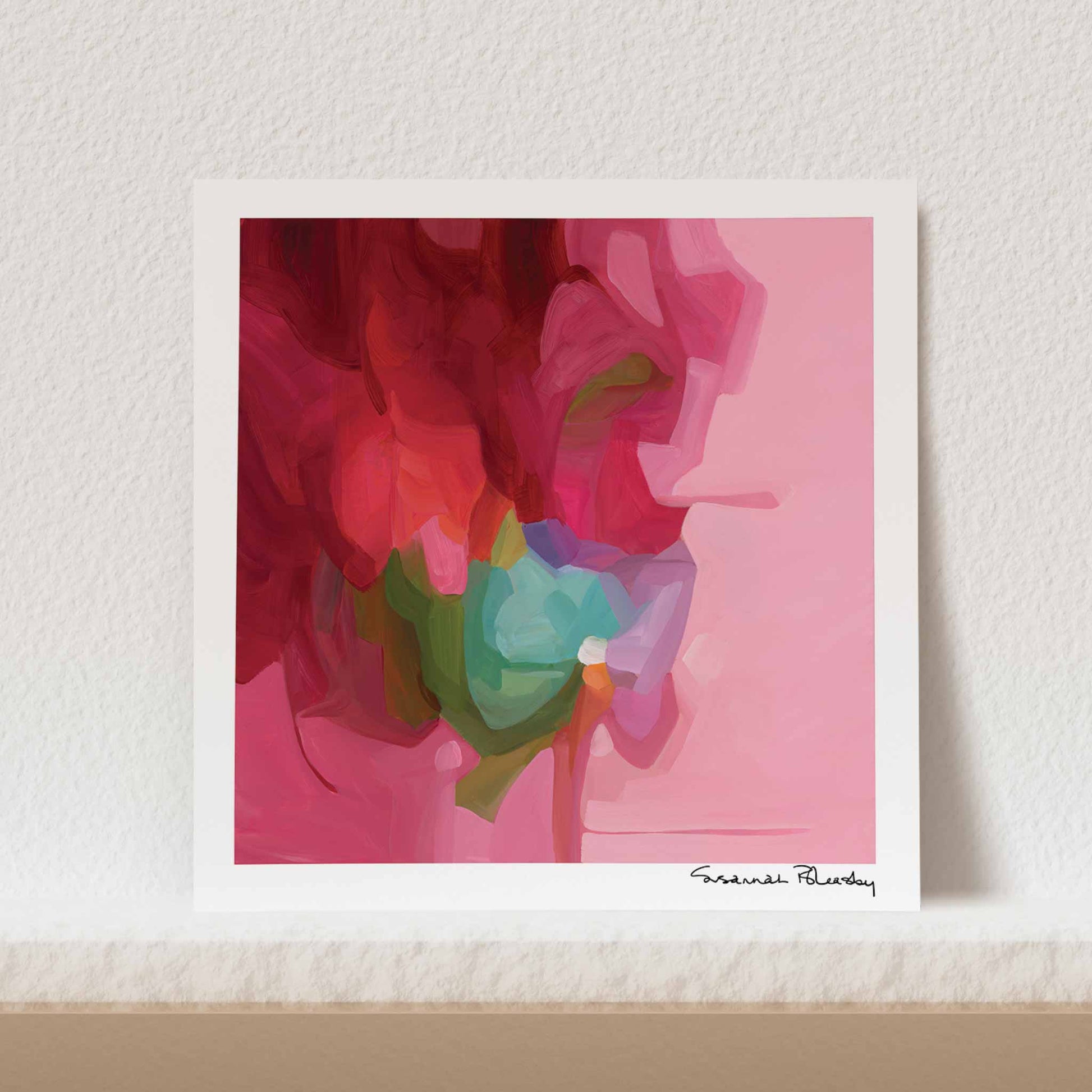 pink flower abstract wall art print