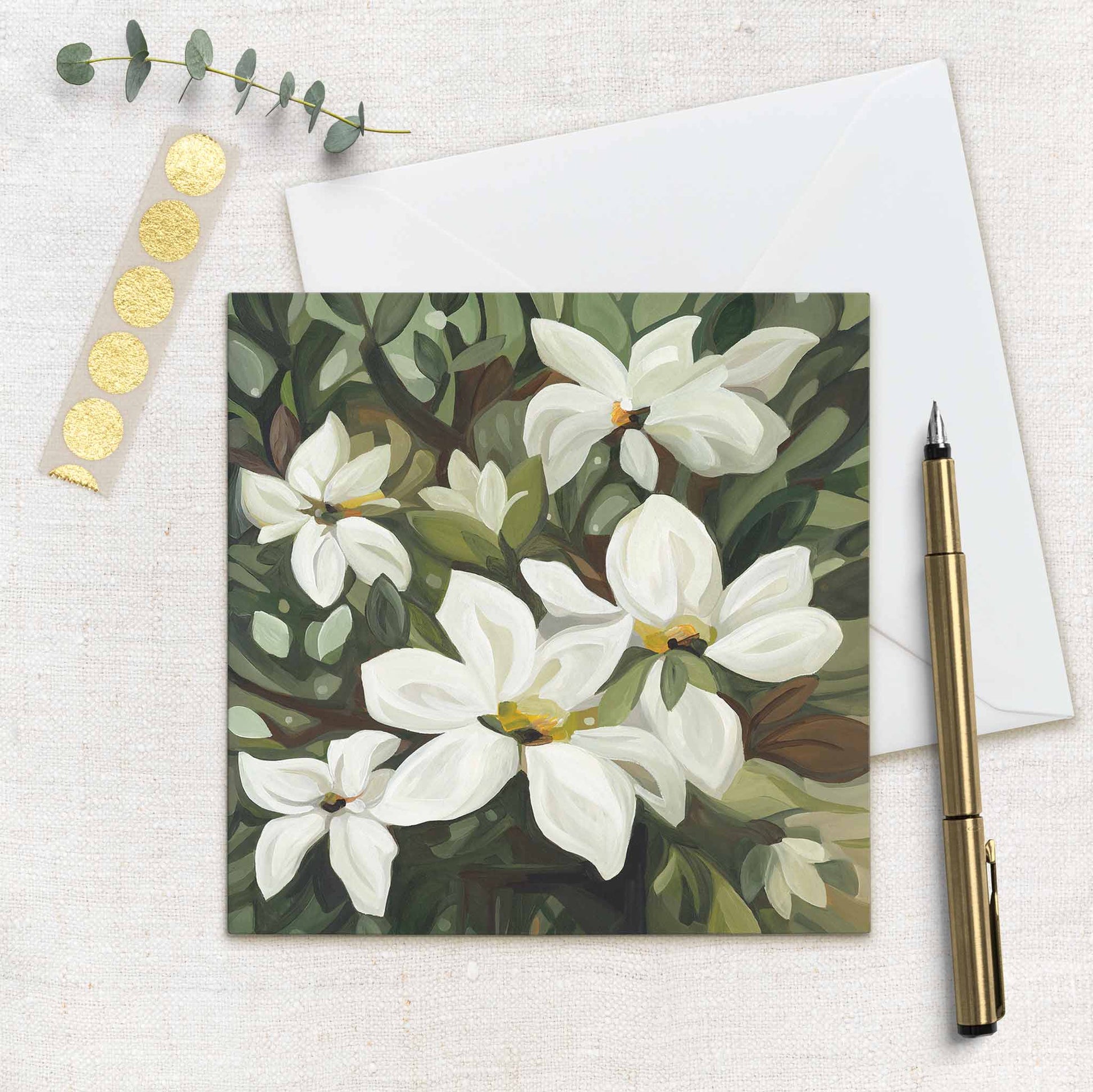 white floral art card uk stella