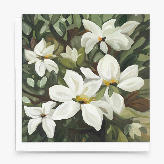 white flower us art cards