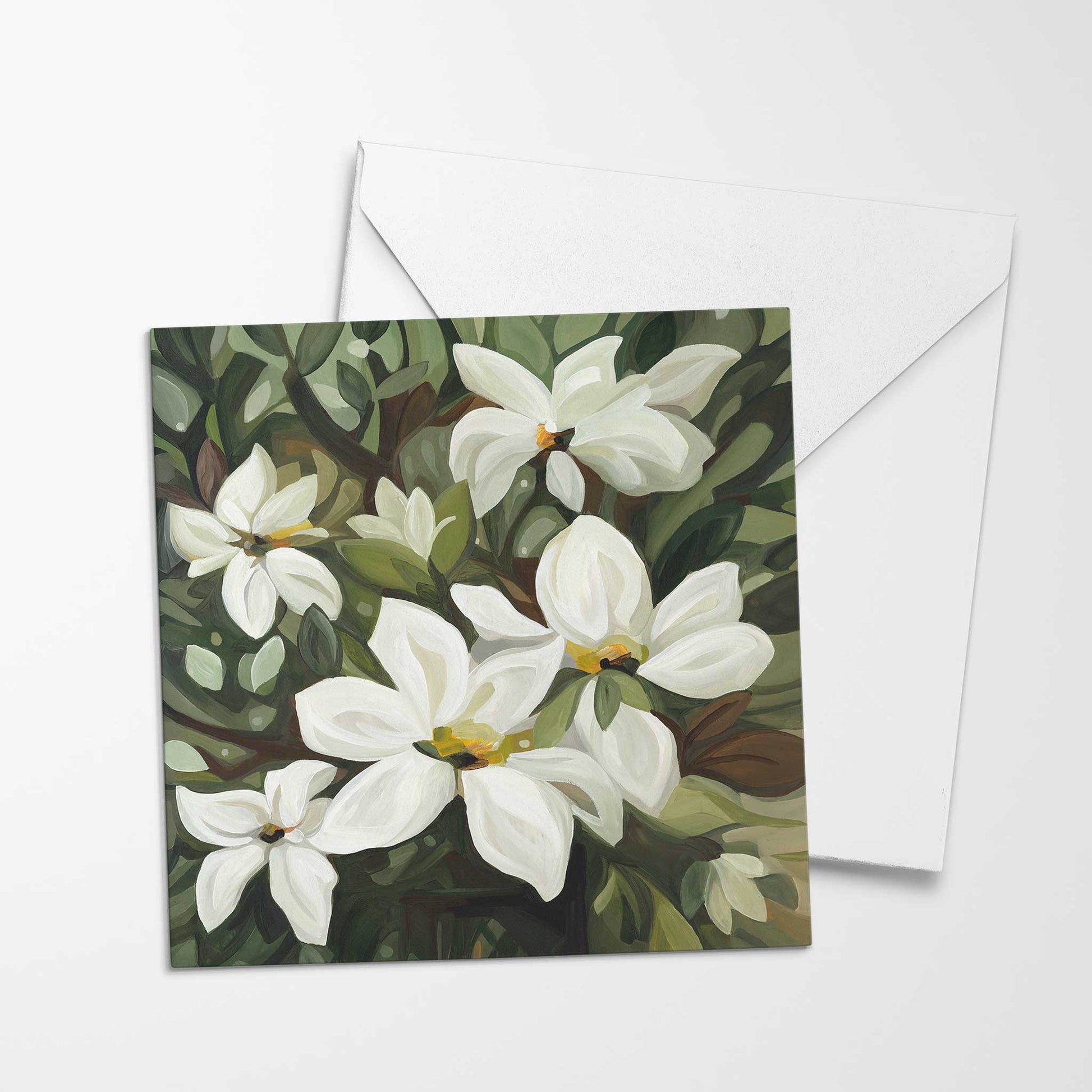 white flowers UK greeting card stella