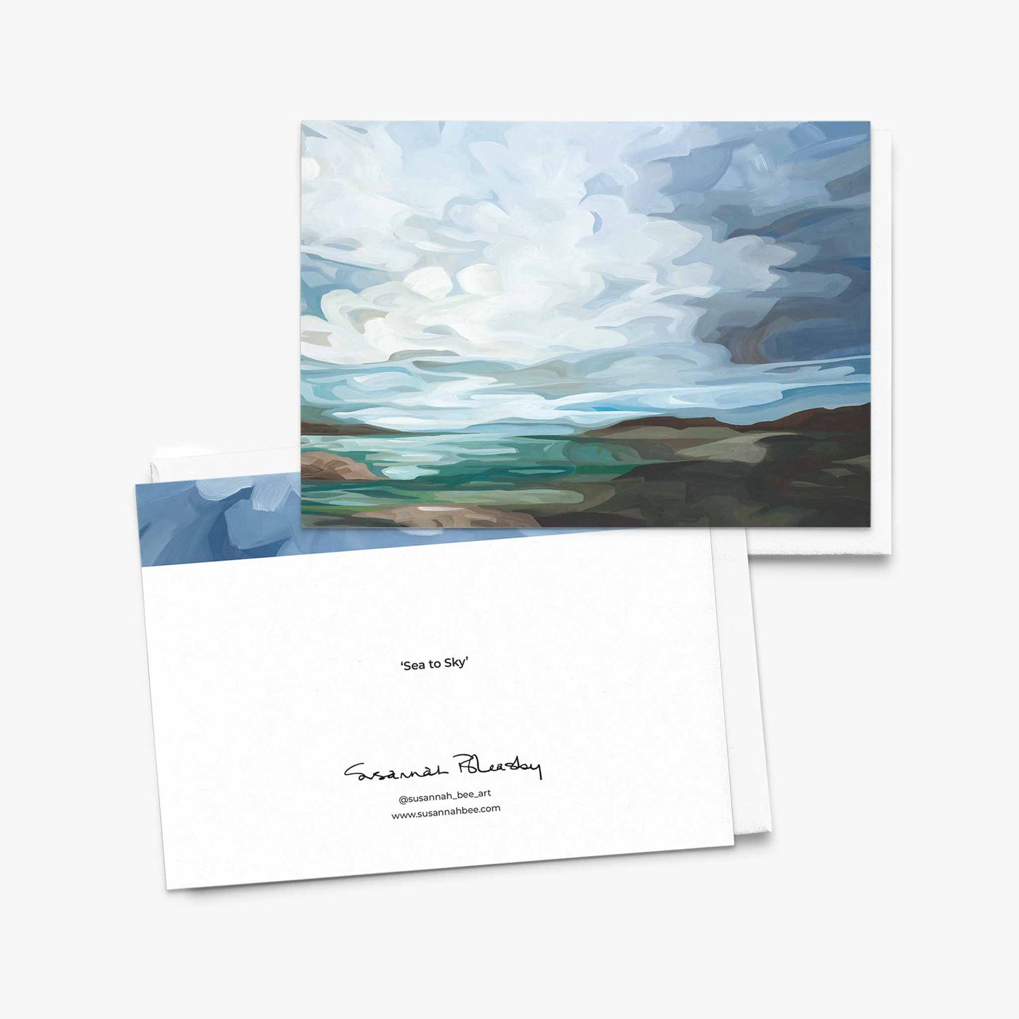 coastal landscape painting blank greeting card