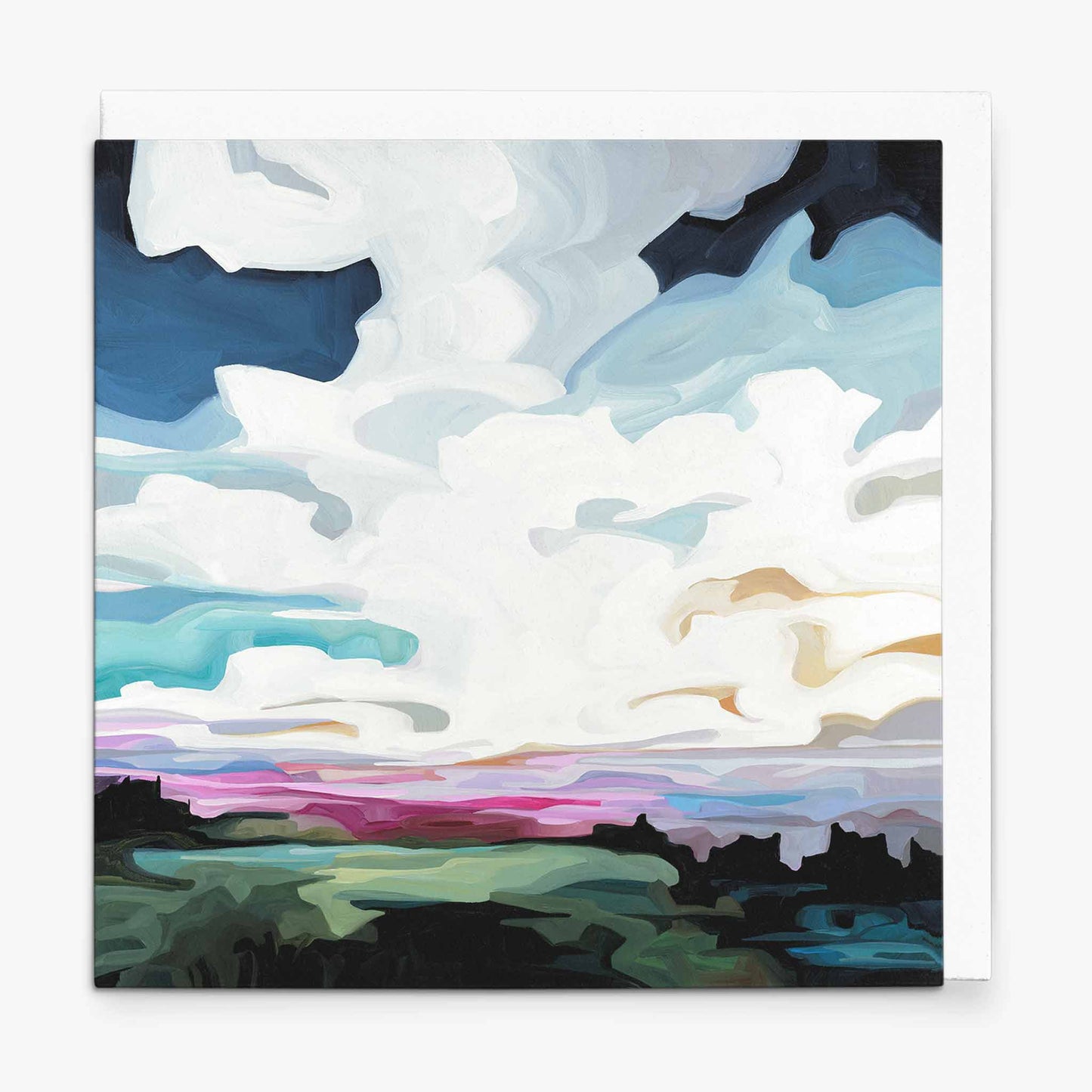 cobalt blue evening sky painting art greeting card