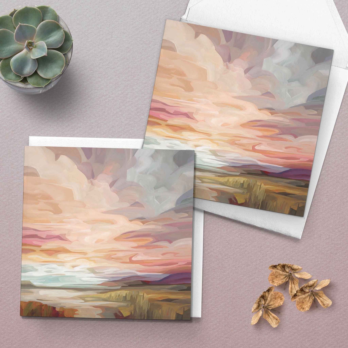 desert sunset blank greeting card UK