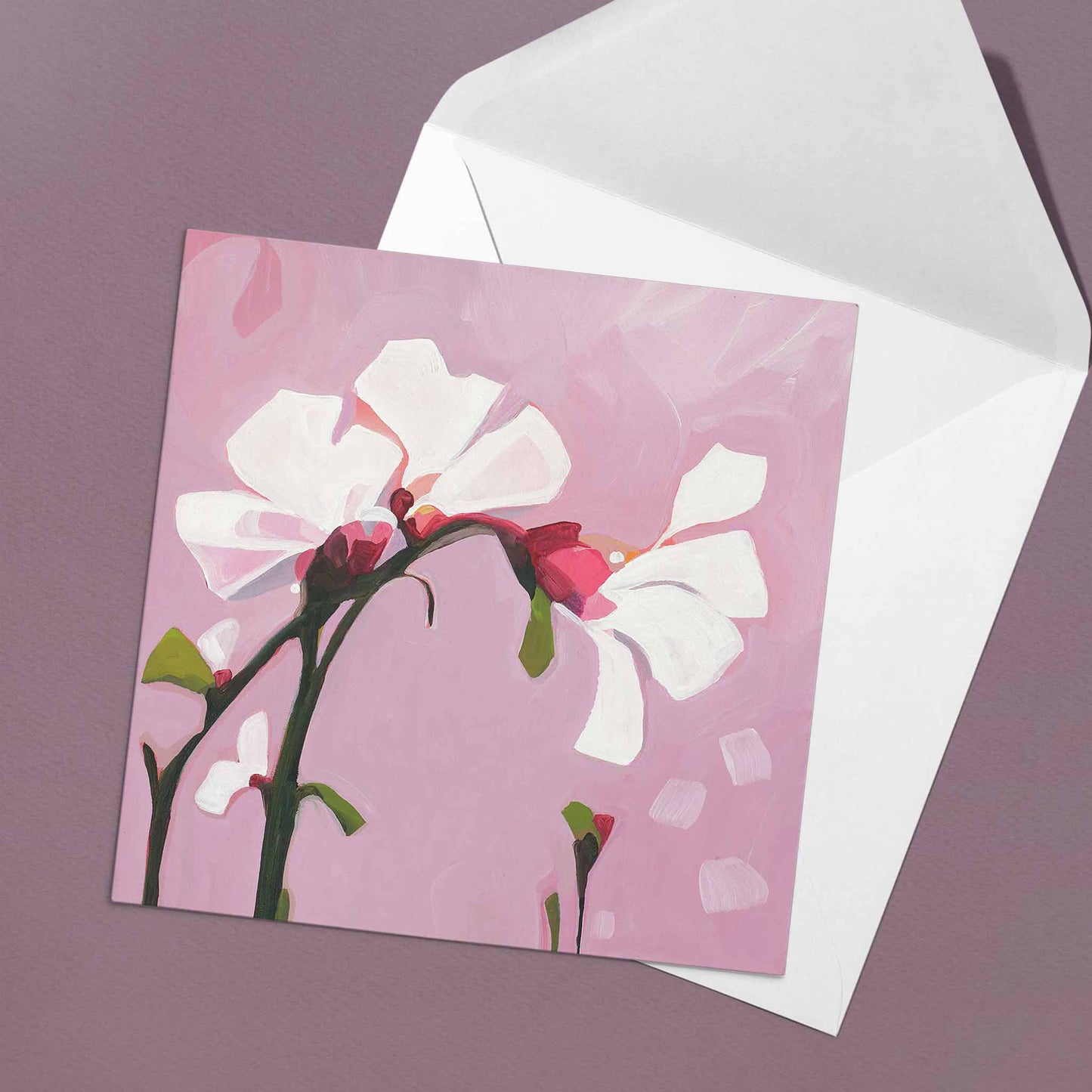 dusty pink floral greeting card