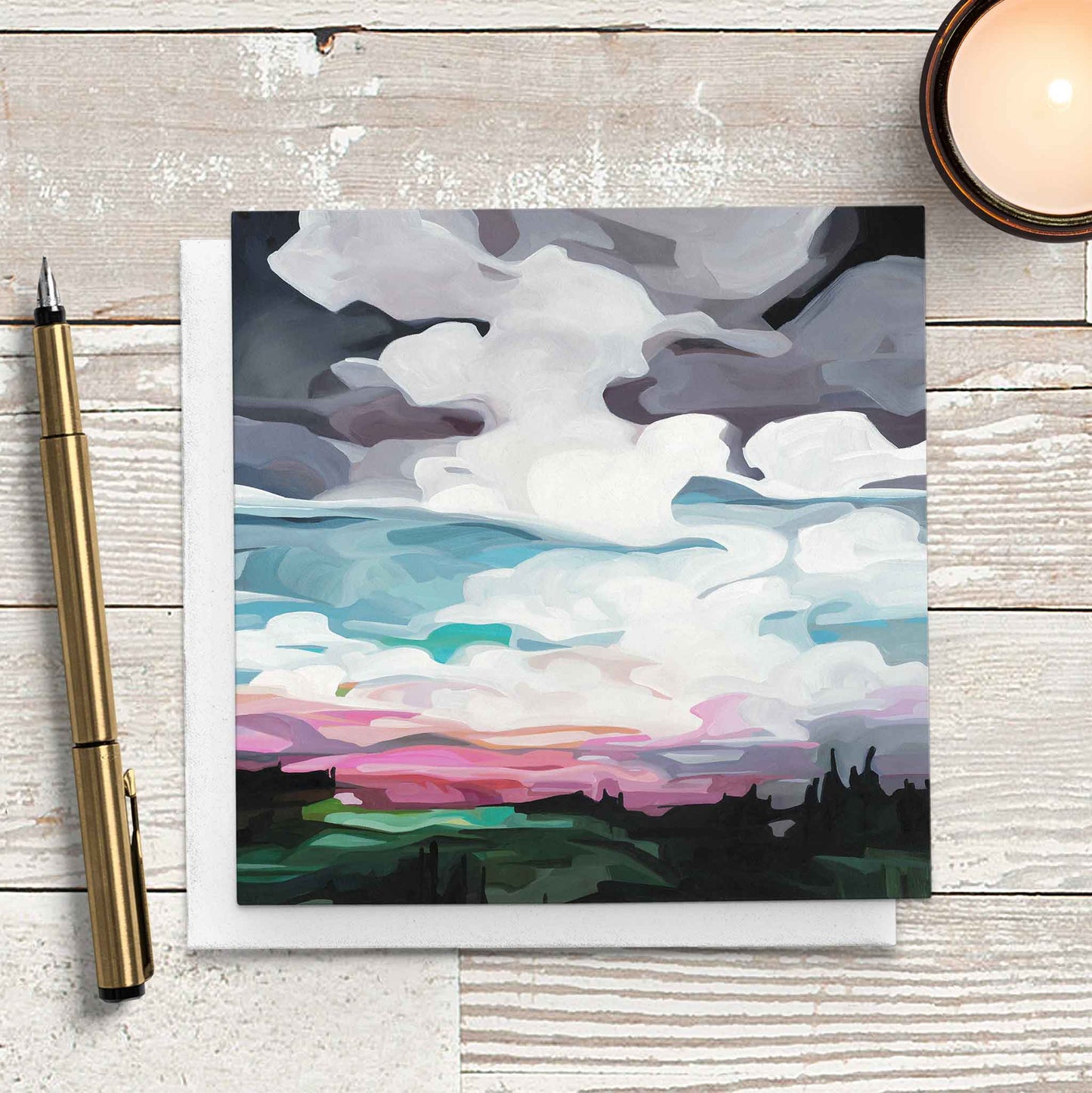 night sky painting on blank art greeting card