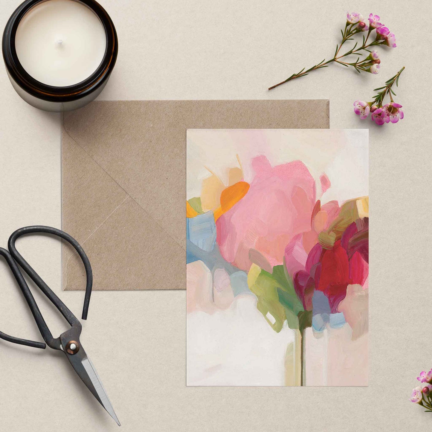 flower bouquet blank greeting card UK