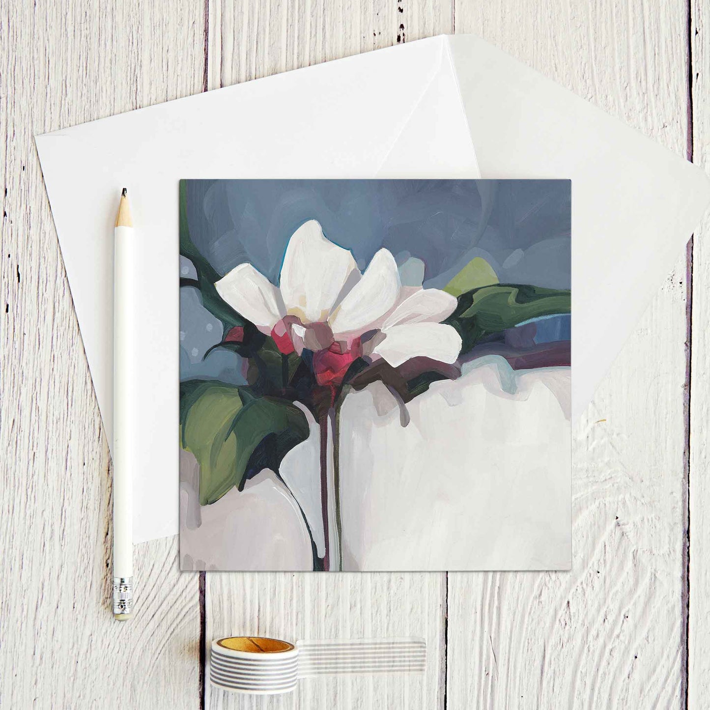 navy blank floral greeting card