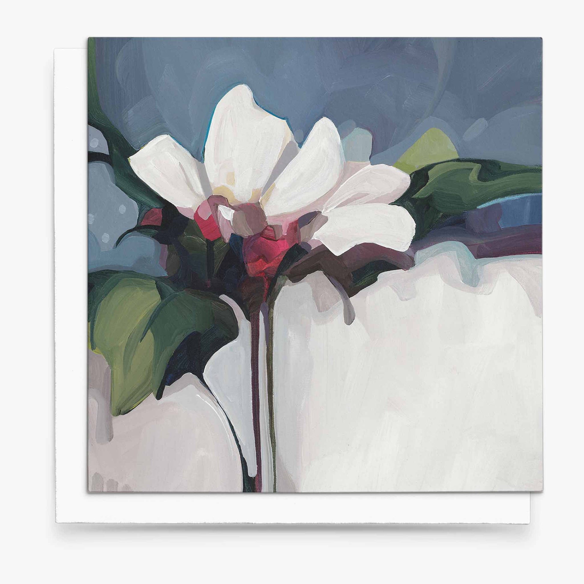 navy card with flowers