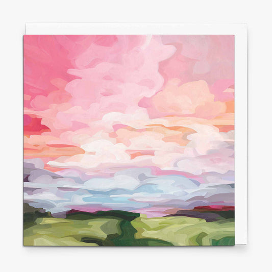 peach sunrise painting UK blank greeting card