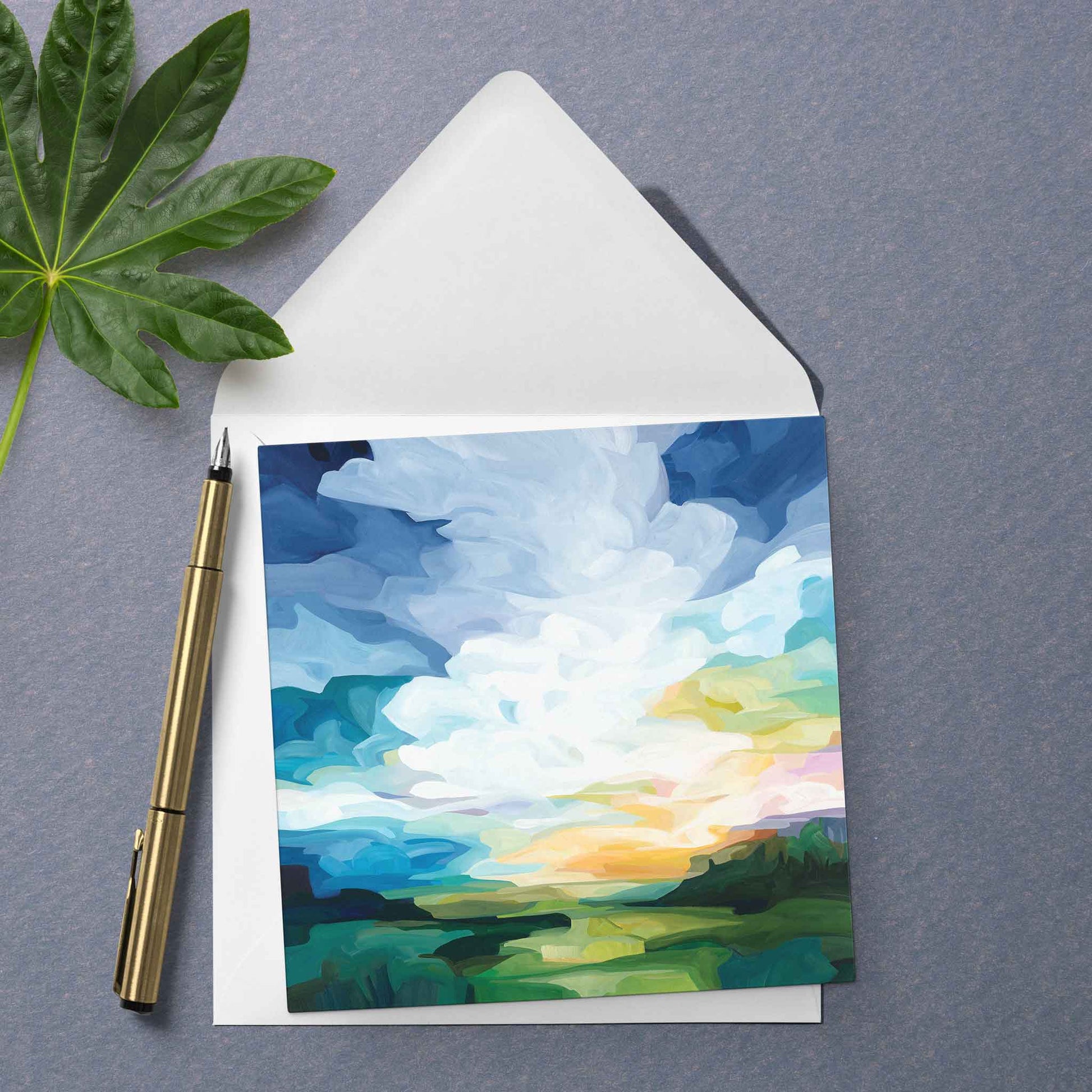 sunny landscape artist greeting card UK