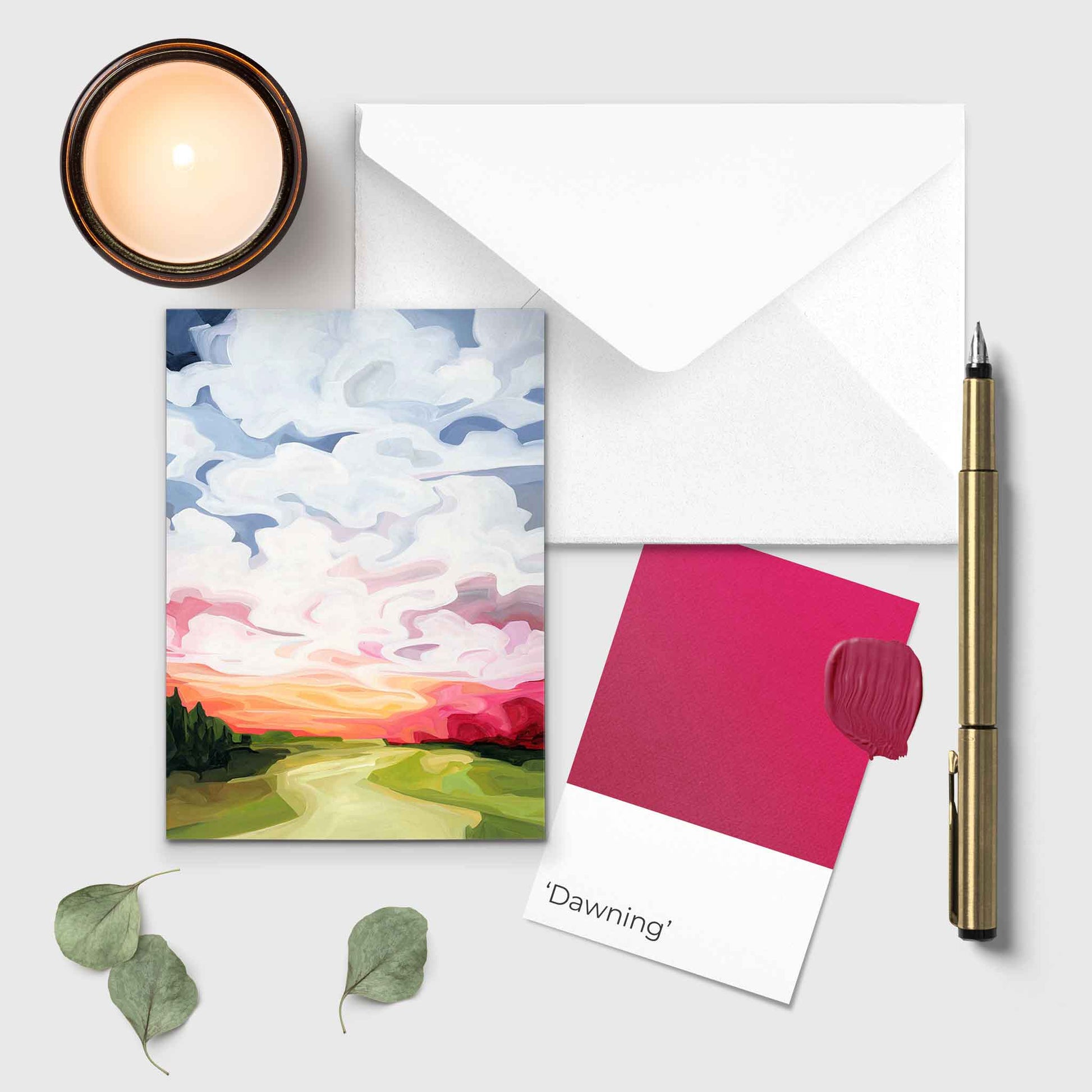 sunrise painting blank art card make in UK