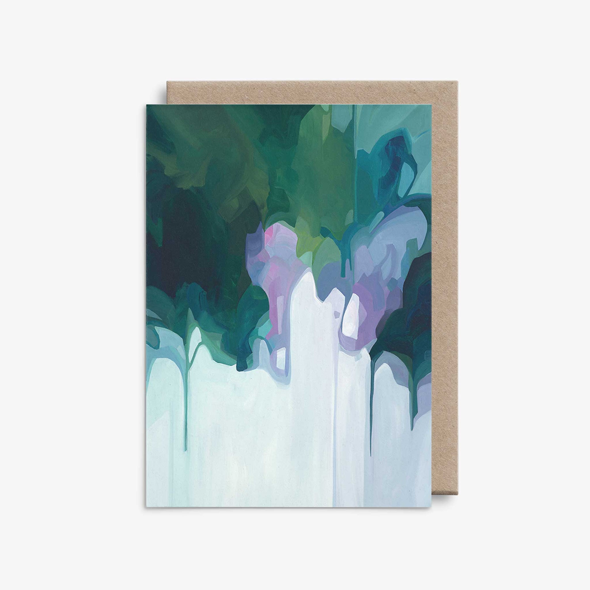 sea green and blue artist greeting card with kraft envelope