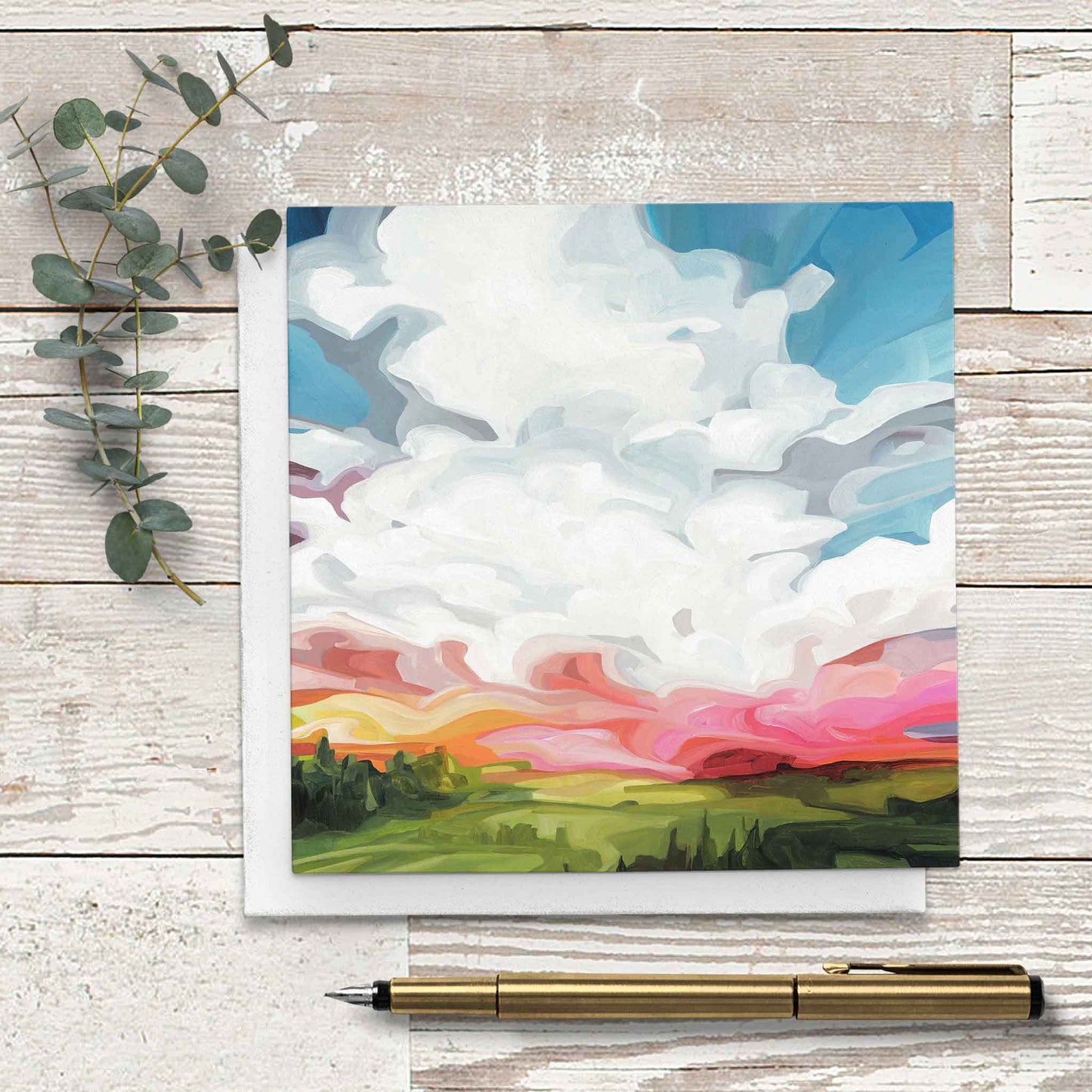 vibrant afternoon sky blank art card