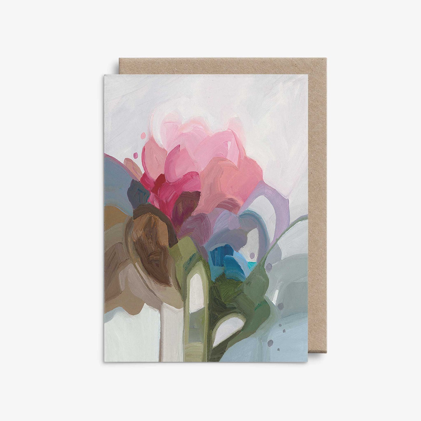 winter flower bouqet artist greeting card with kraft envelope