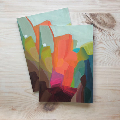 A5 notebooks green orange abstract softcover notebooks UK