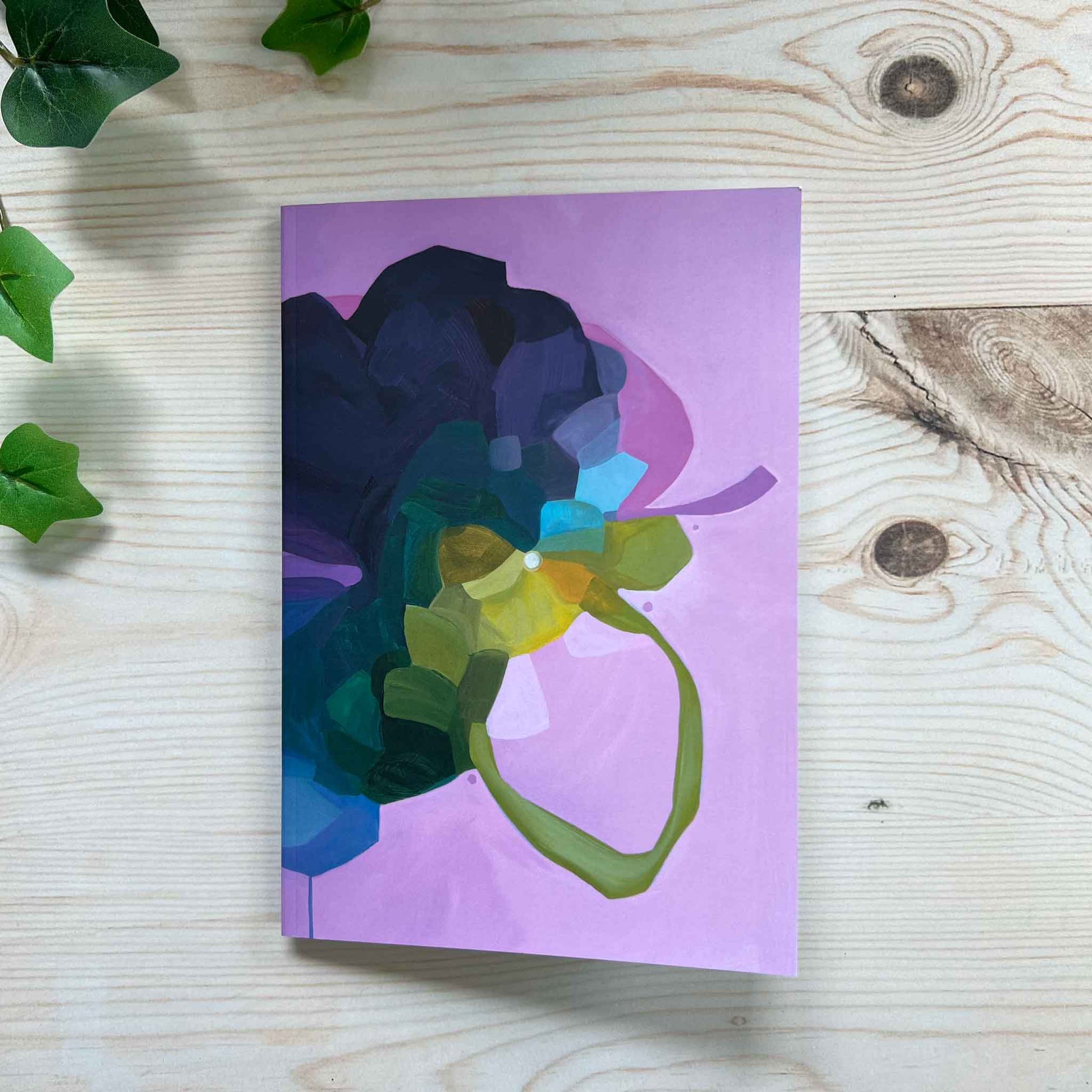 softcover A5 notebook with mauve abstract cover design