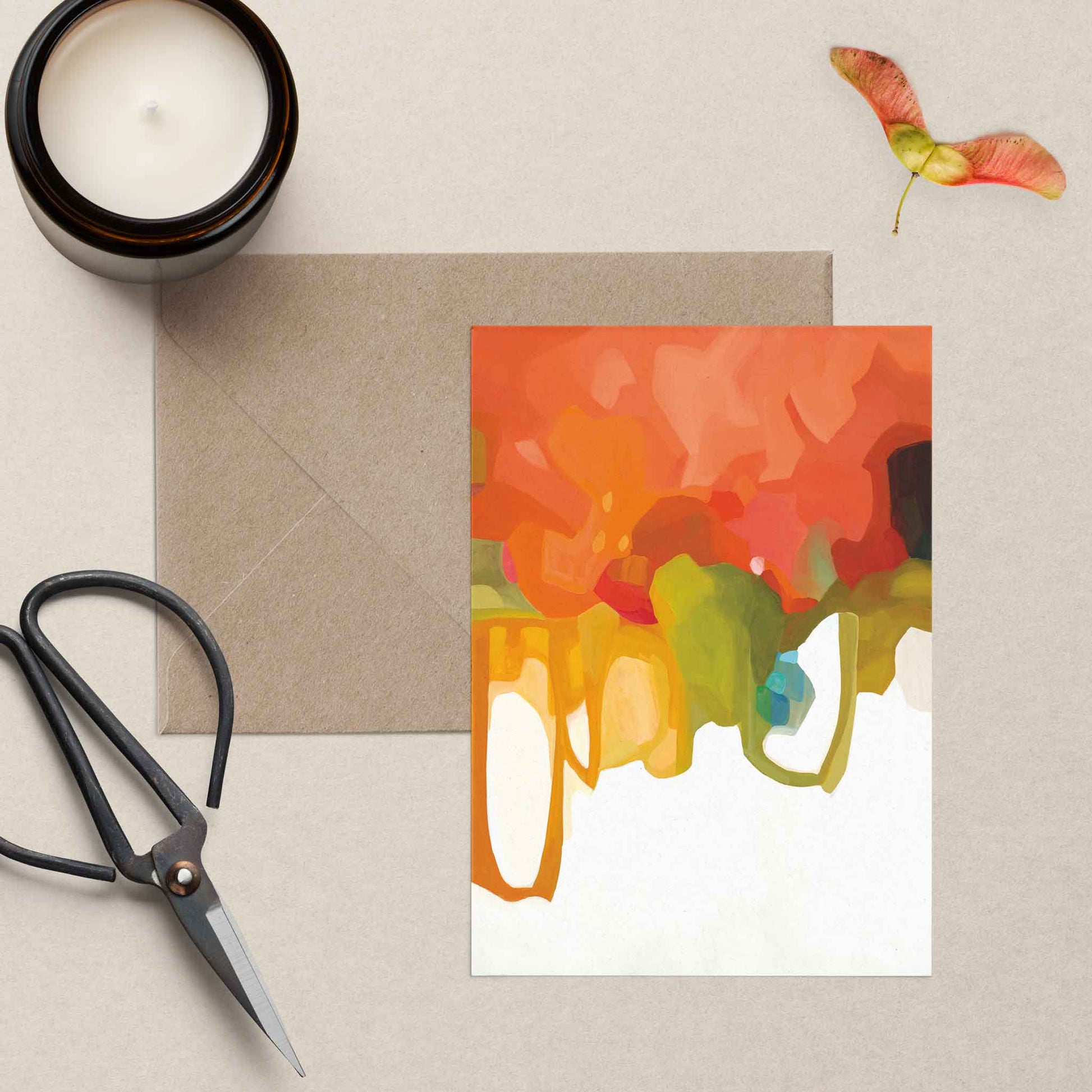 A6 blank art card orange abstract design