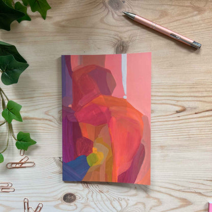 A5 softcover notebook with abstract magenta design