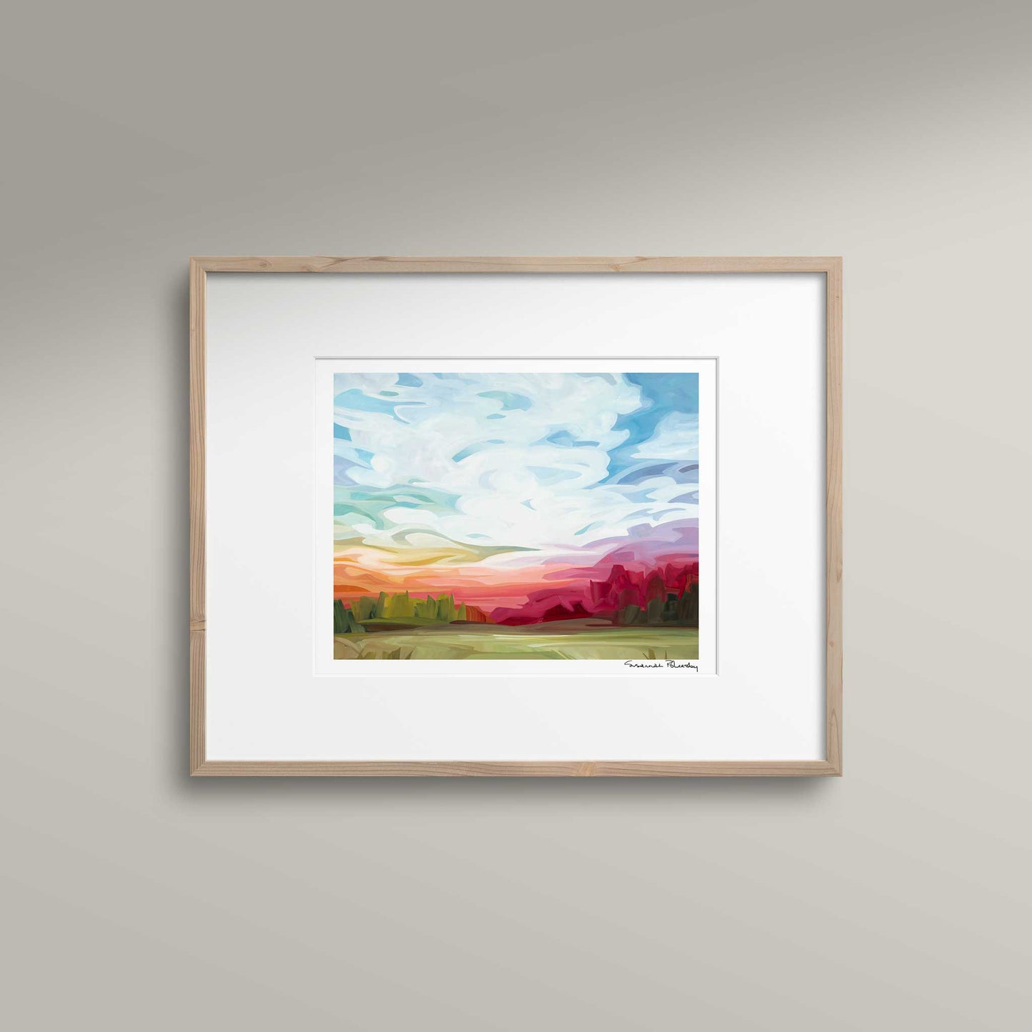 horizontal art print of summer sunset painting