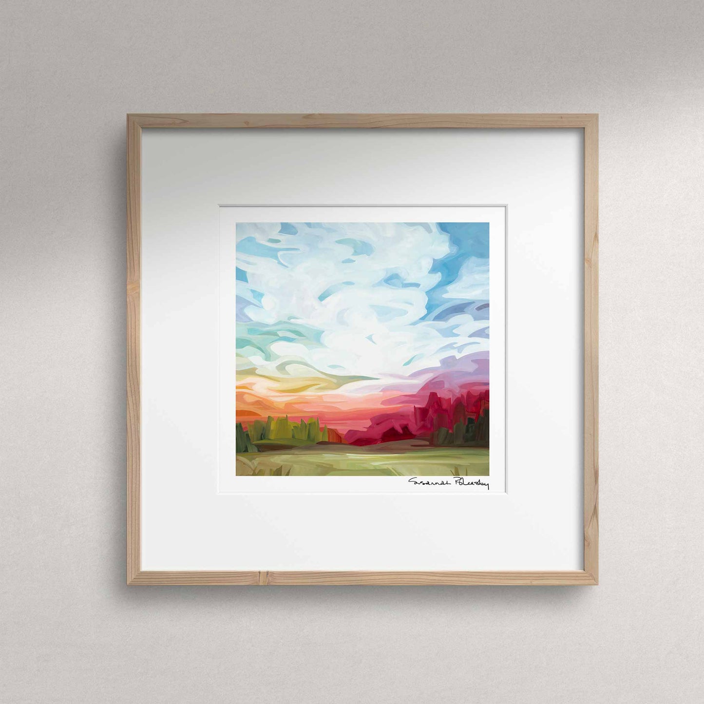 square art print of summer sunset painting