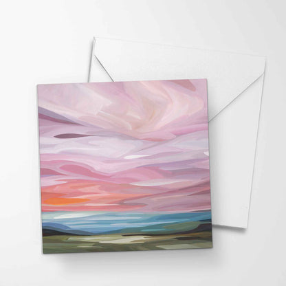 abstract pink sky art greeting card