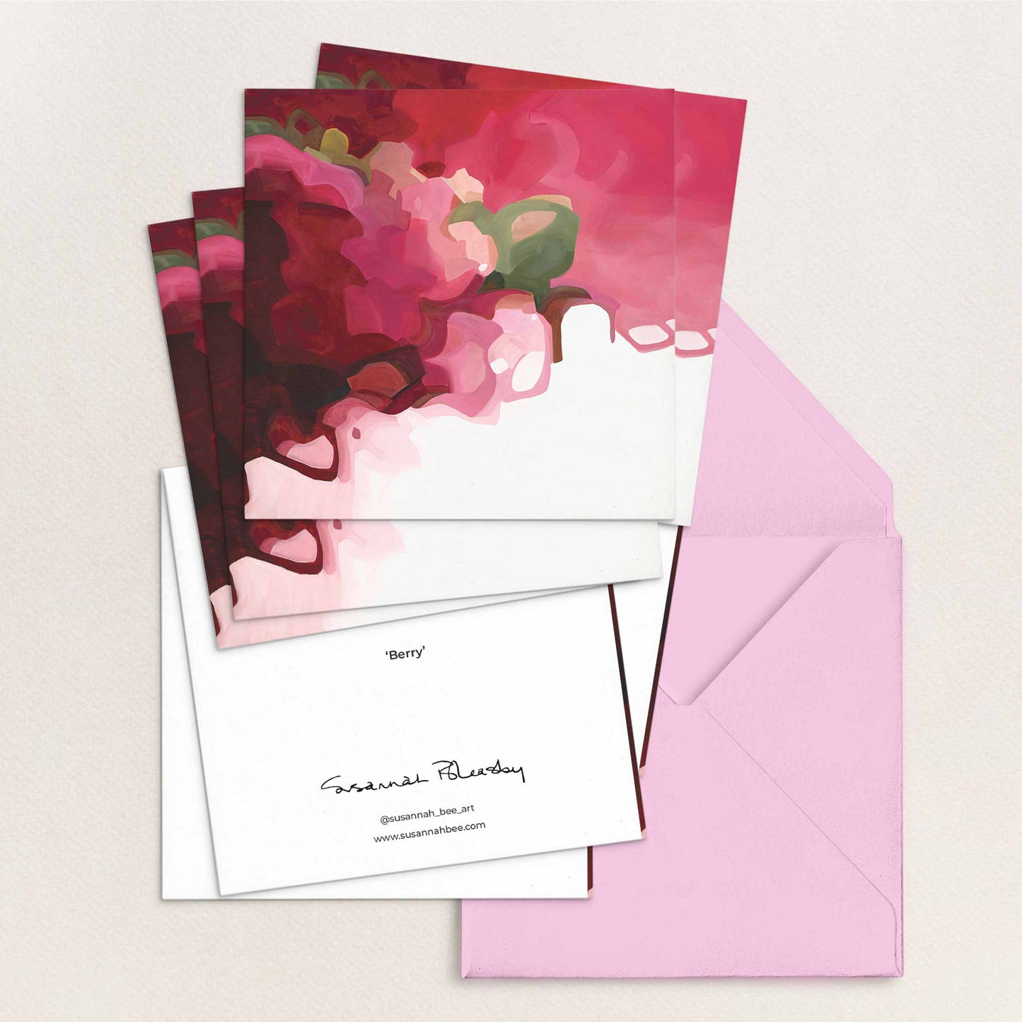 berry red small art cards uk