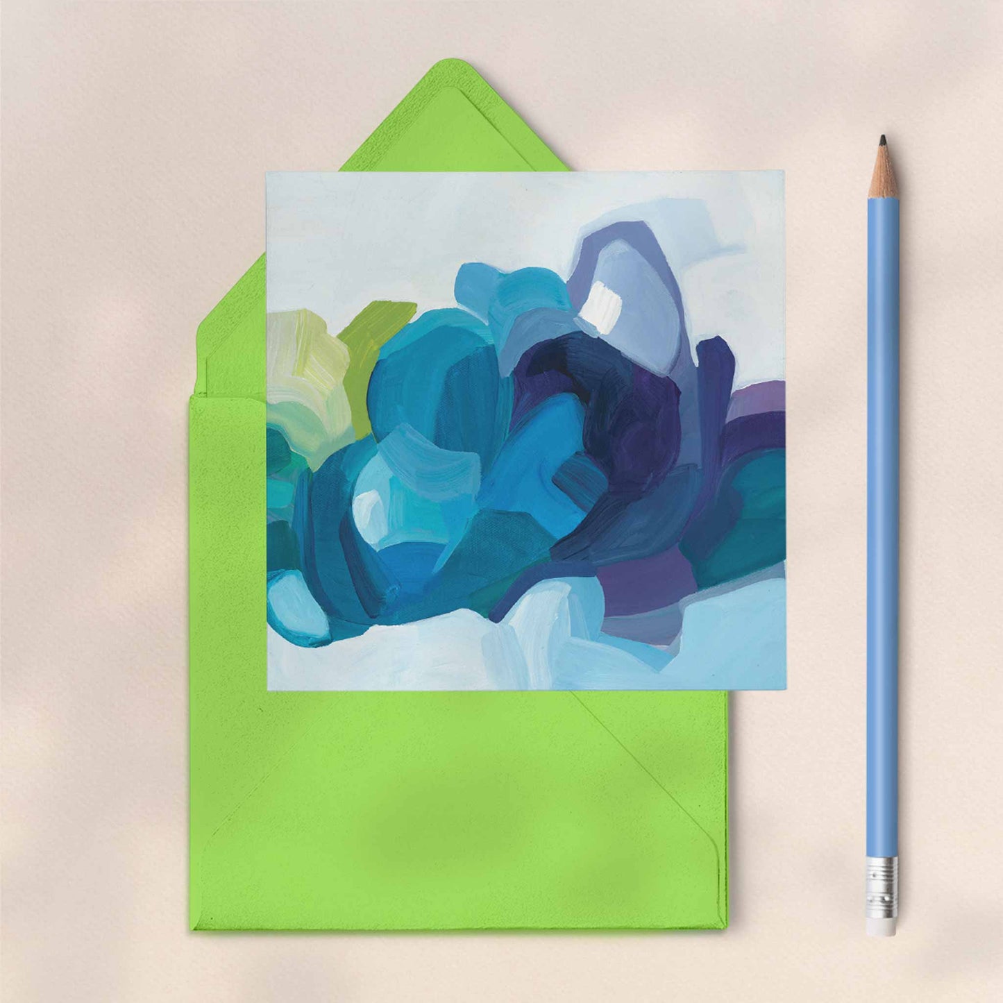 blue green art greeting cards